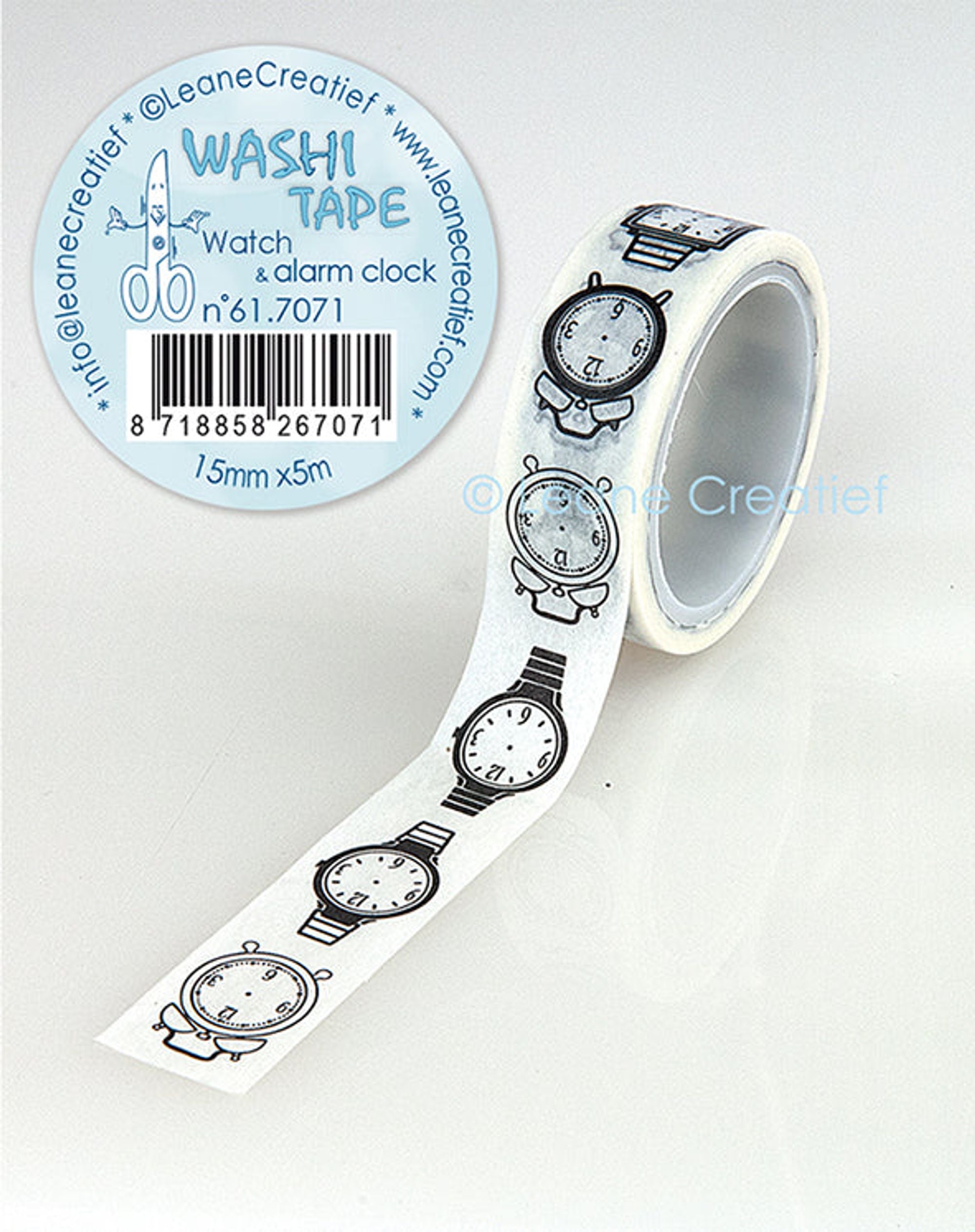 Washi Tape Watch & Alarm Clock, 15mm X 5m