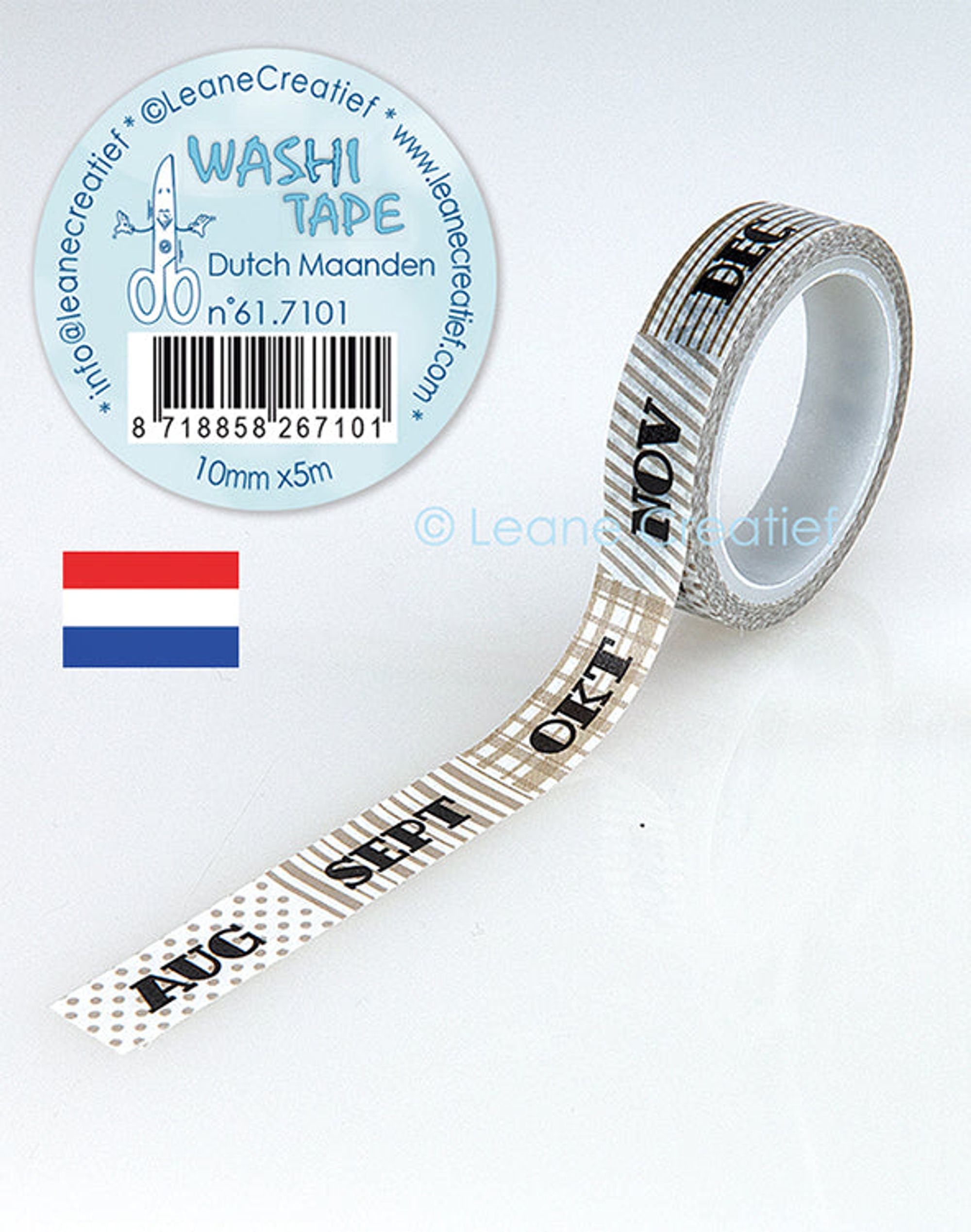 Washi Tape Dutch Maanden, 10mm X 5m
