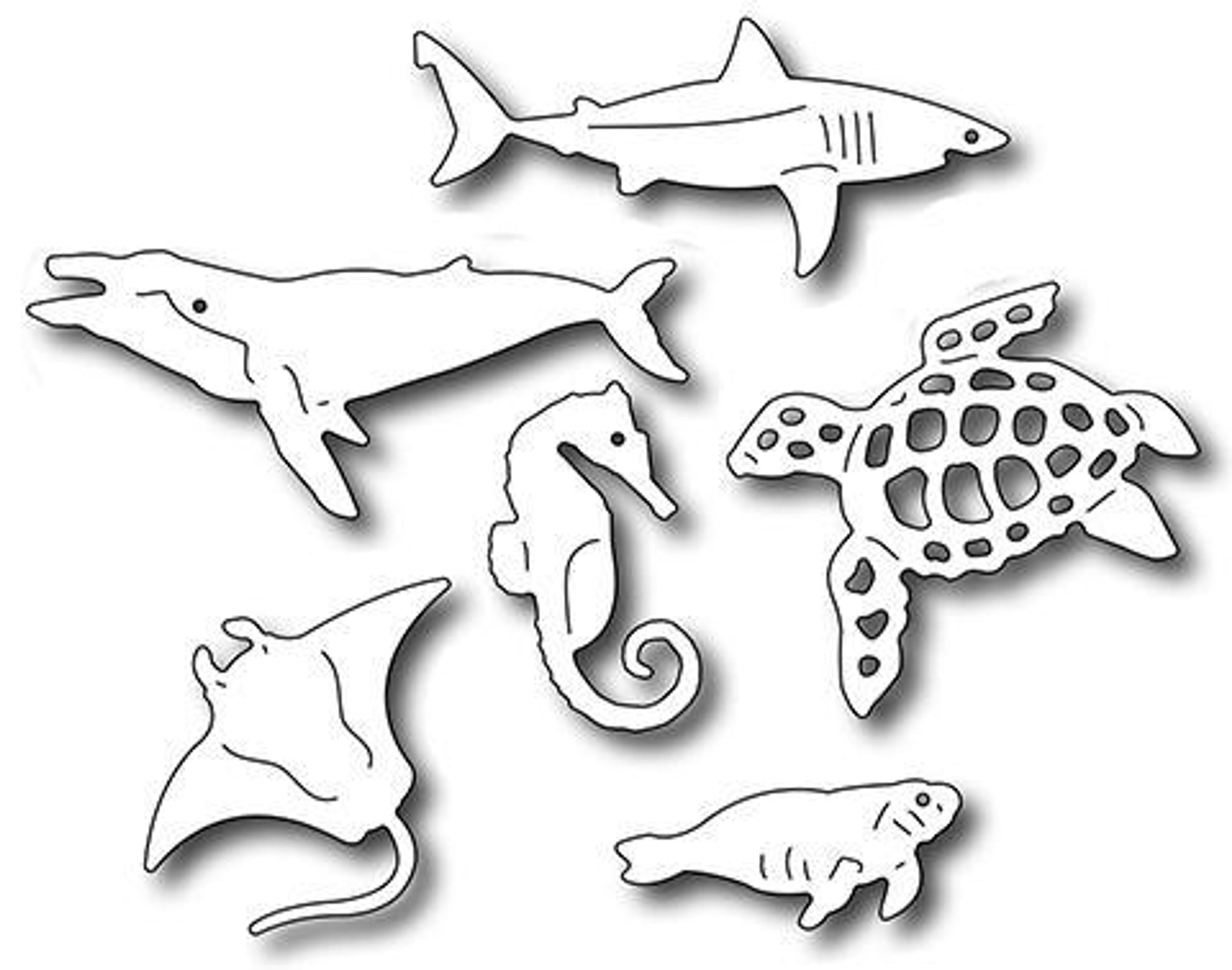 Frantic Stamper Precision Die - Sea Creatures Icons (set of 7 dies)