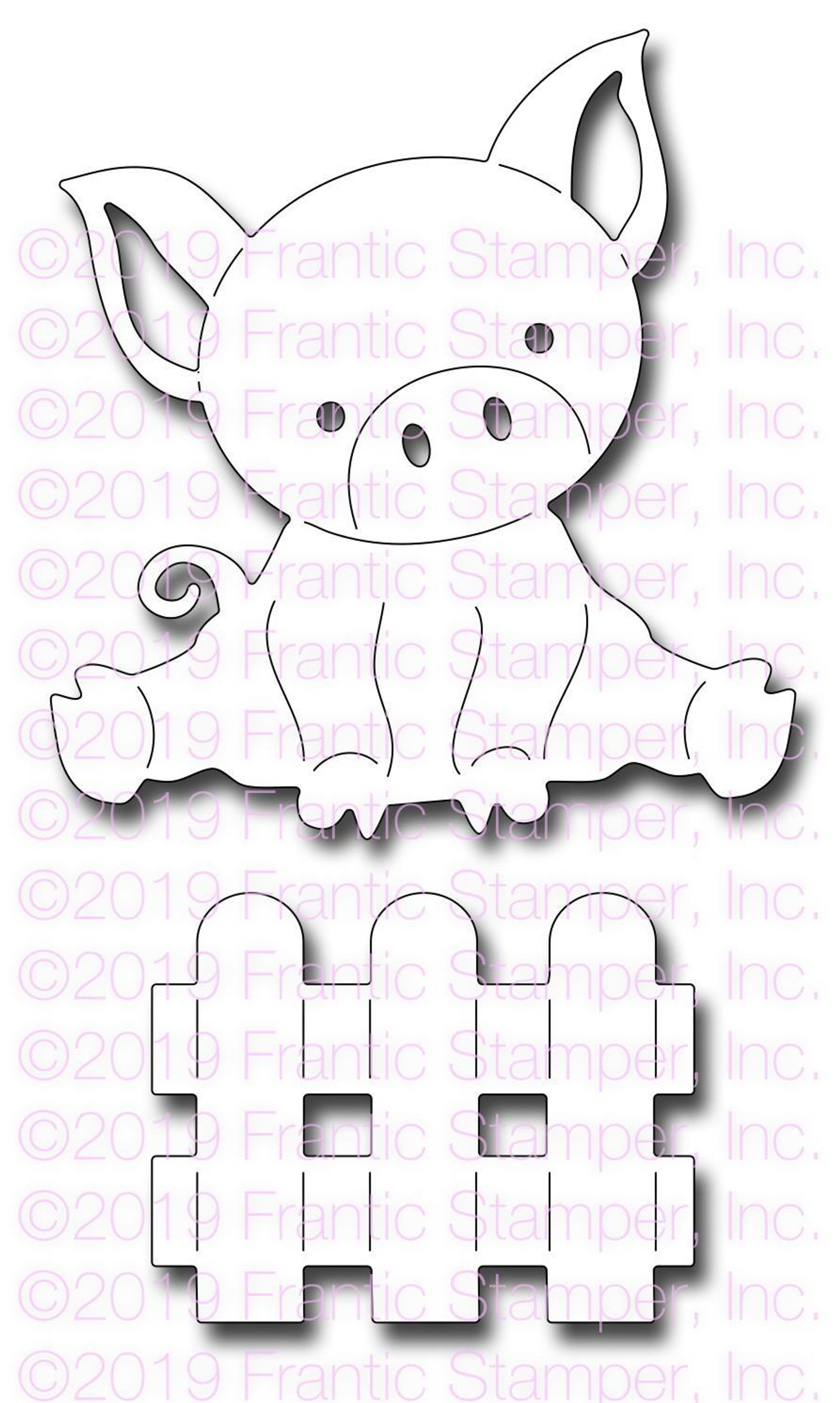 Frantic Stamper Precision Die - Cute Piglet in a Pen