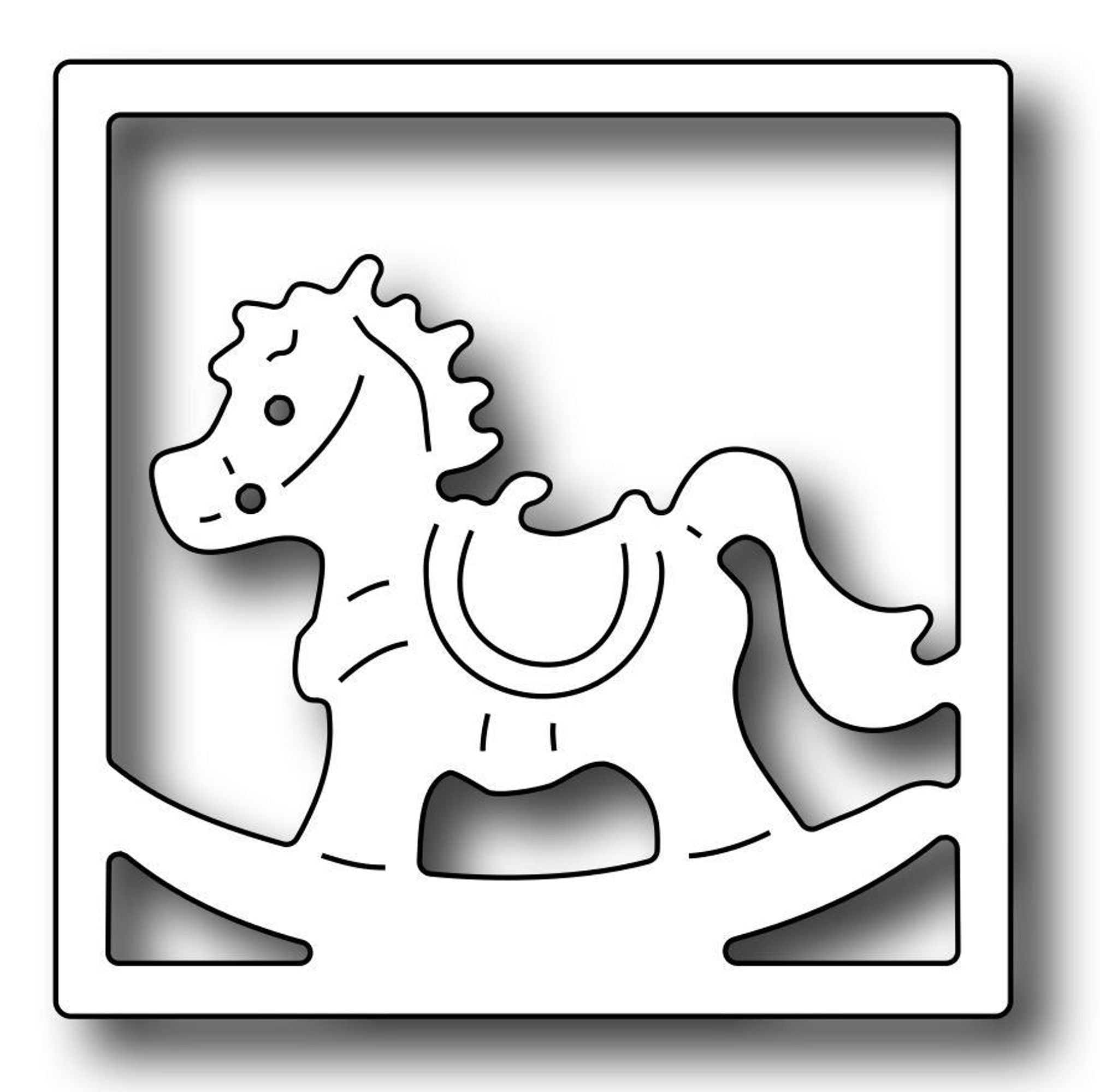 Frantic Stamper Precision Die - Square Vignette Rocking Horse Insert