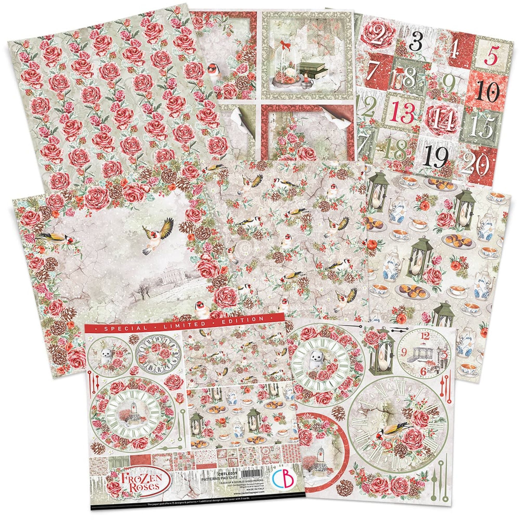 Ciao Bella Frozen Roses Limited Edition Patterns Pad 12x12 8/Pkg