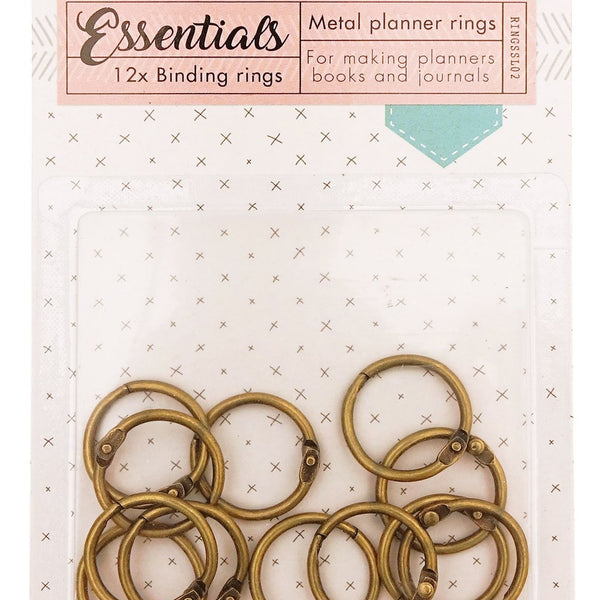Studio Light Essentials Planner Binding Ring 12/Pkg-Old Gold