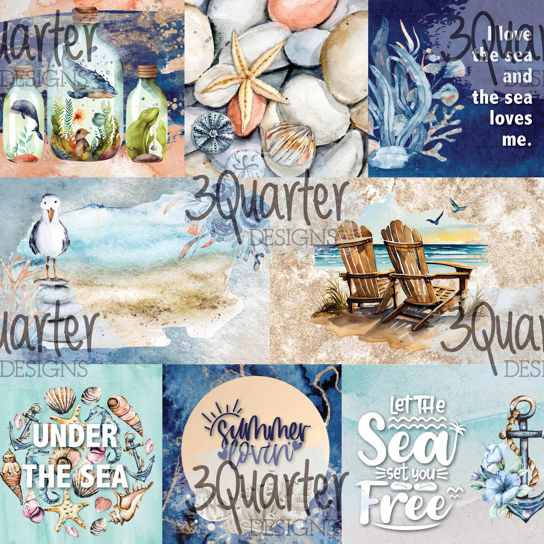 3Quarter Designs - Ocean Lovers - Paper Pad  6 x 6