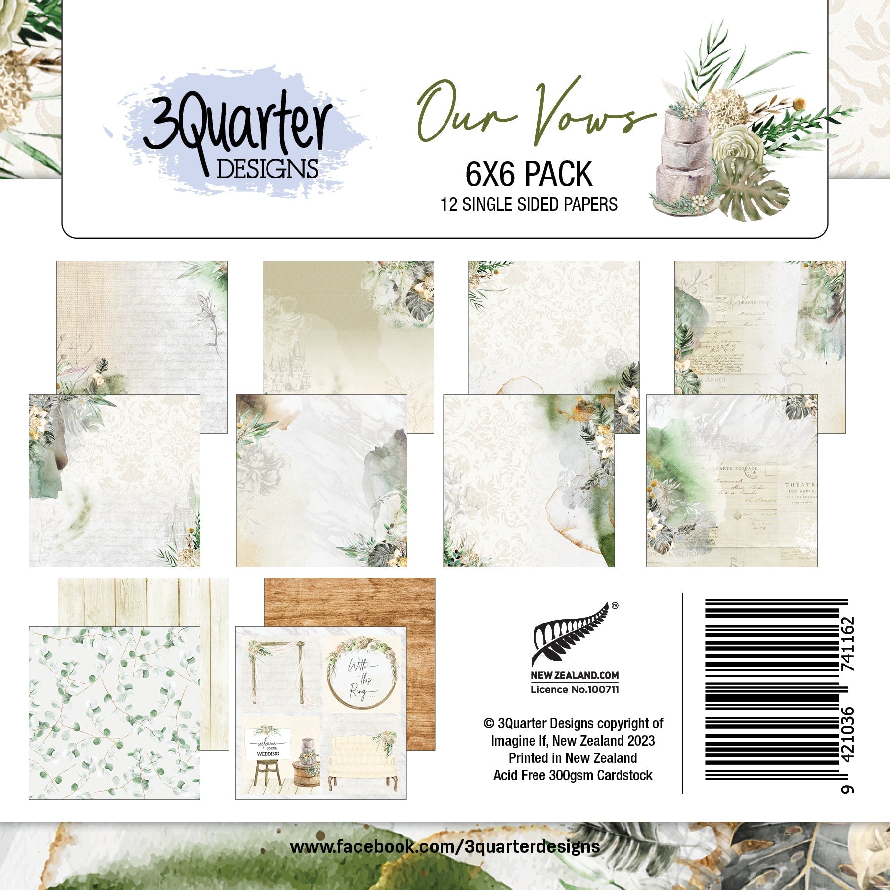 3Quarter Designs - 6" X 6" Paper Pack - Our Vows