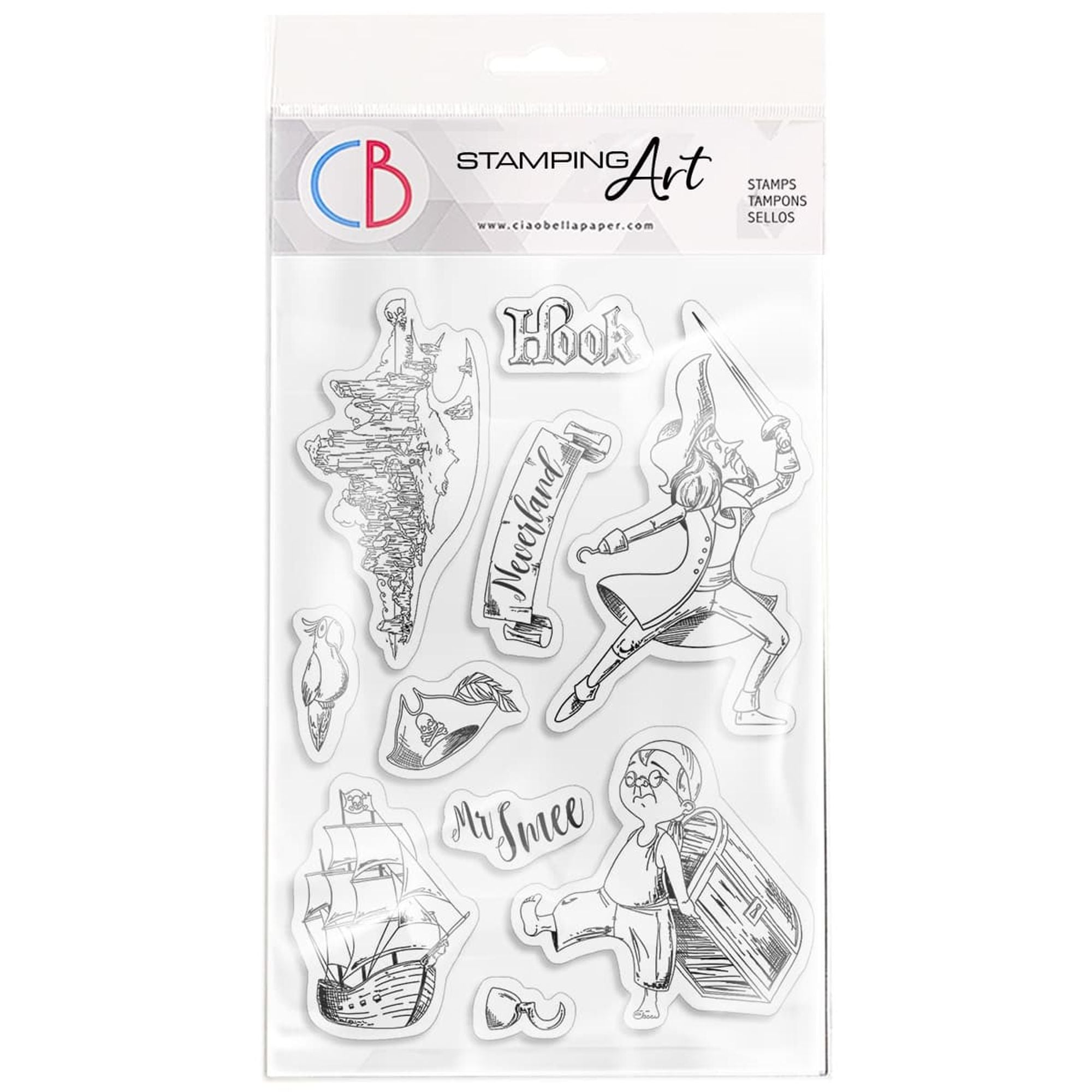Ciao Bella Clear Stamp Set 4"x6" Hook & Mr Smee