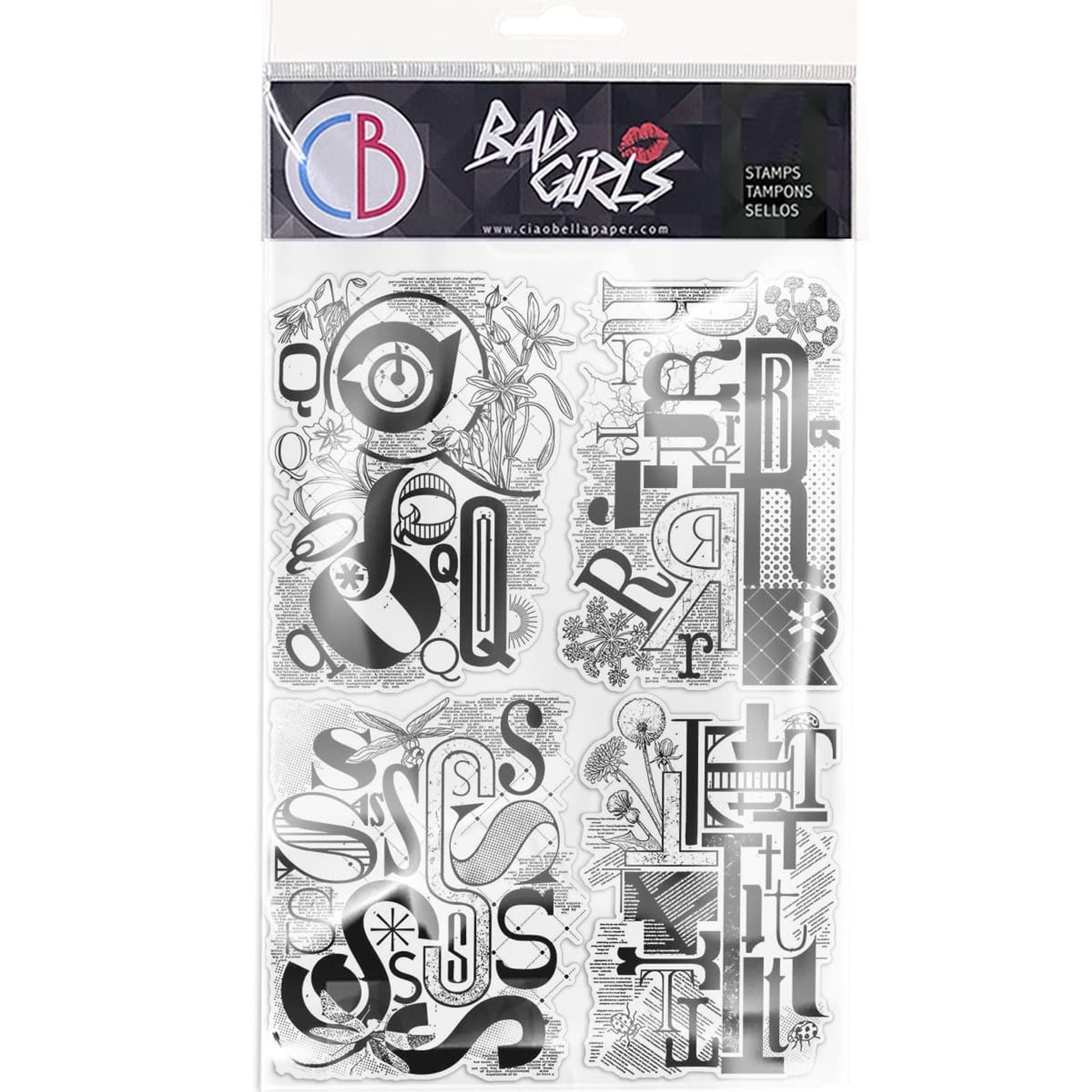 Ciao Bella Clear Stamp Set 6"x8" Design Letters QRST
