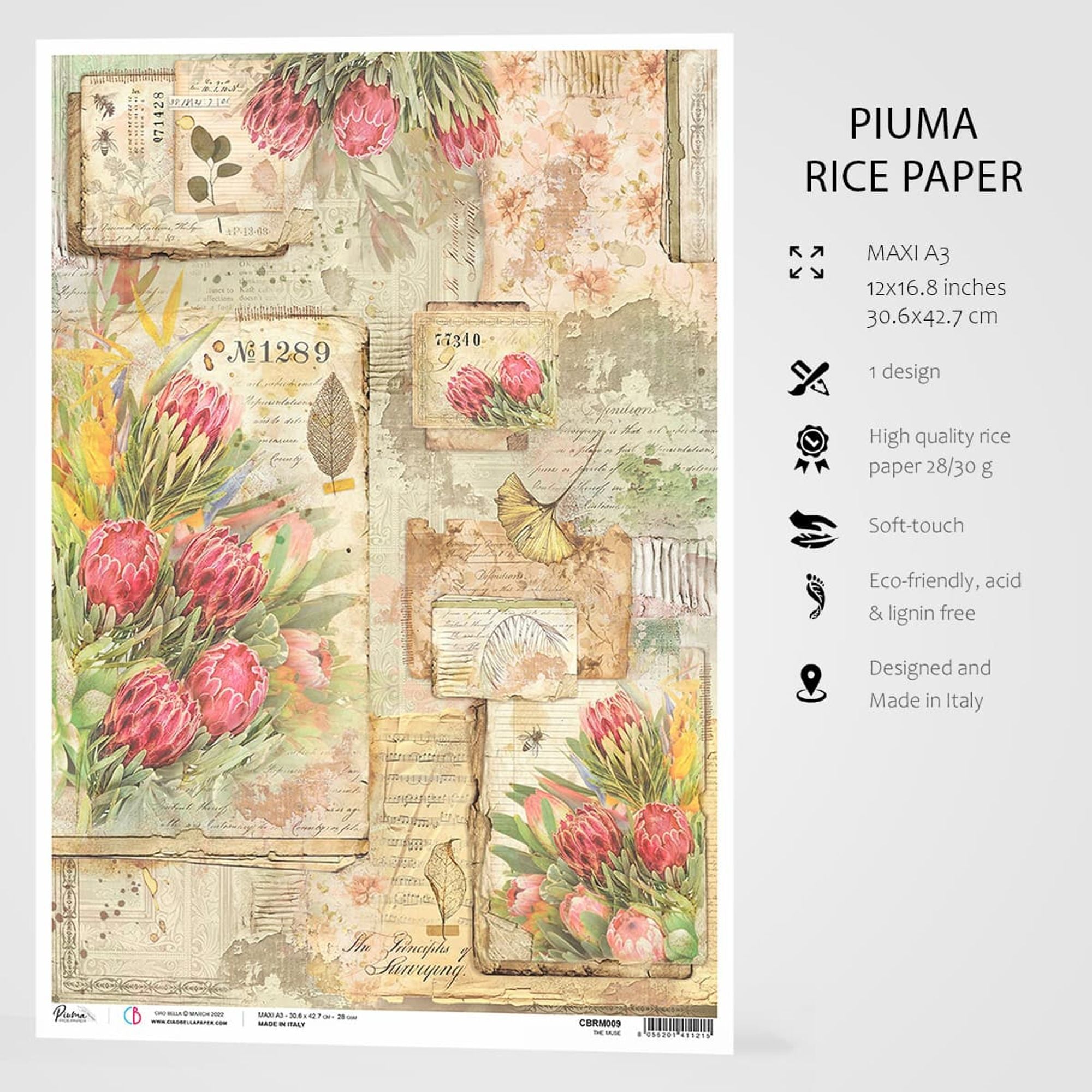 Ciao Bella Rice Paper A3 The Muse - 3 Sheets