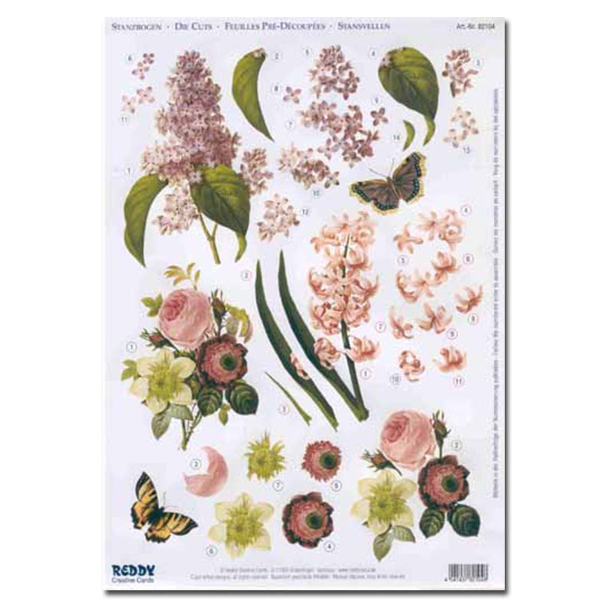 Reddy Creative Cards Die-Cut 3D Card Toppers - Lilac, Anemones,Garden Hyacinth