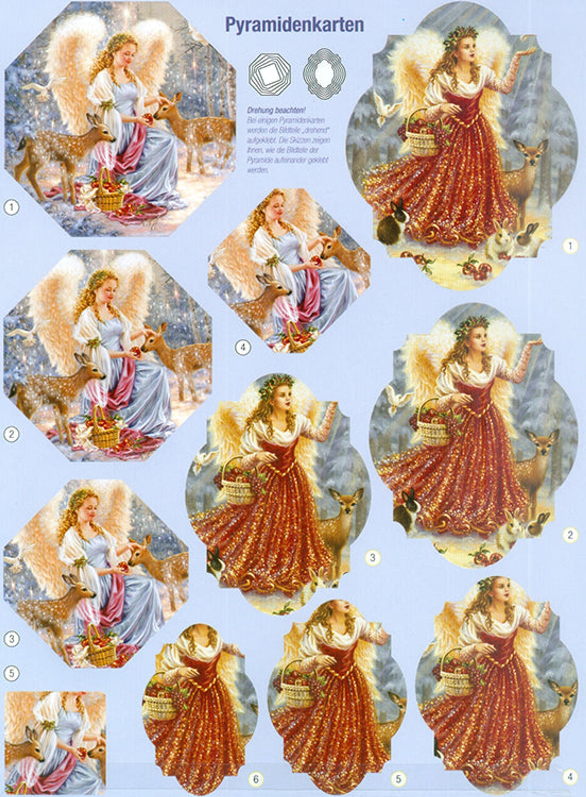 3D Precut - Pretty Angels with Little Animals - 2 sheets
