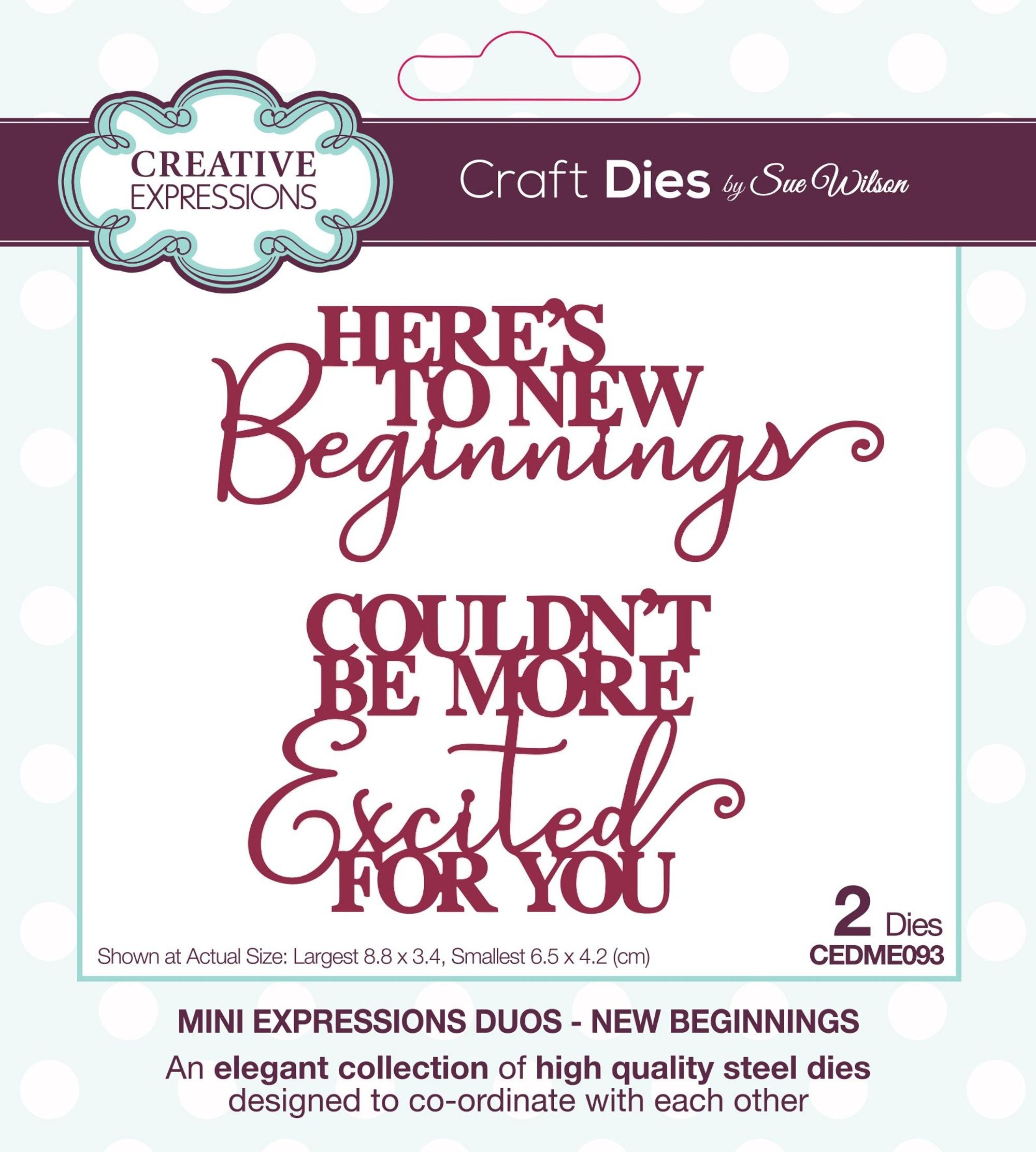 Creative Expressions Sue Wilson Mini Expressions Duos New Beginnings Craft Die