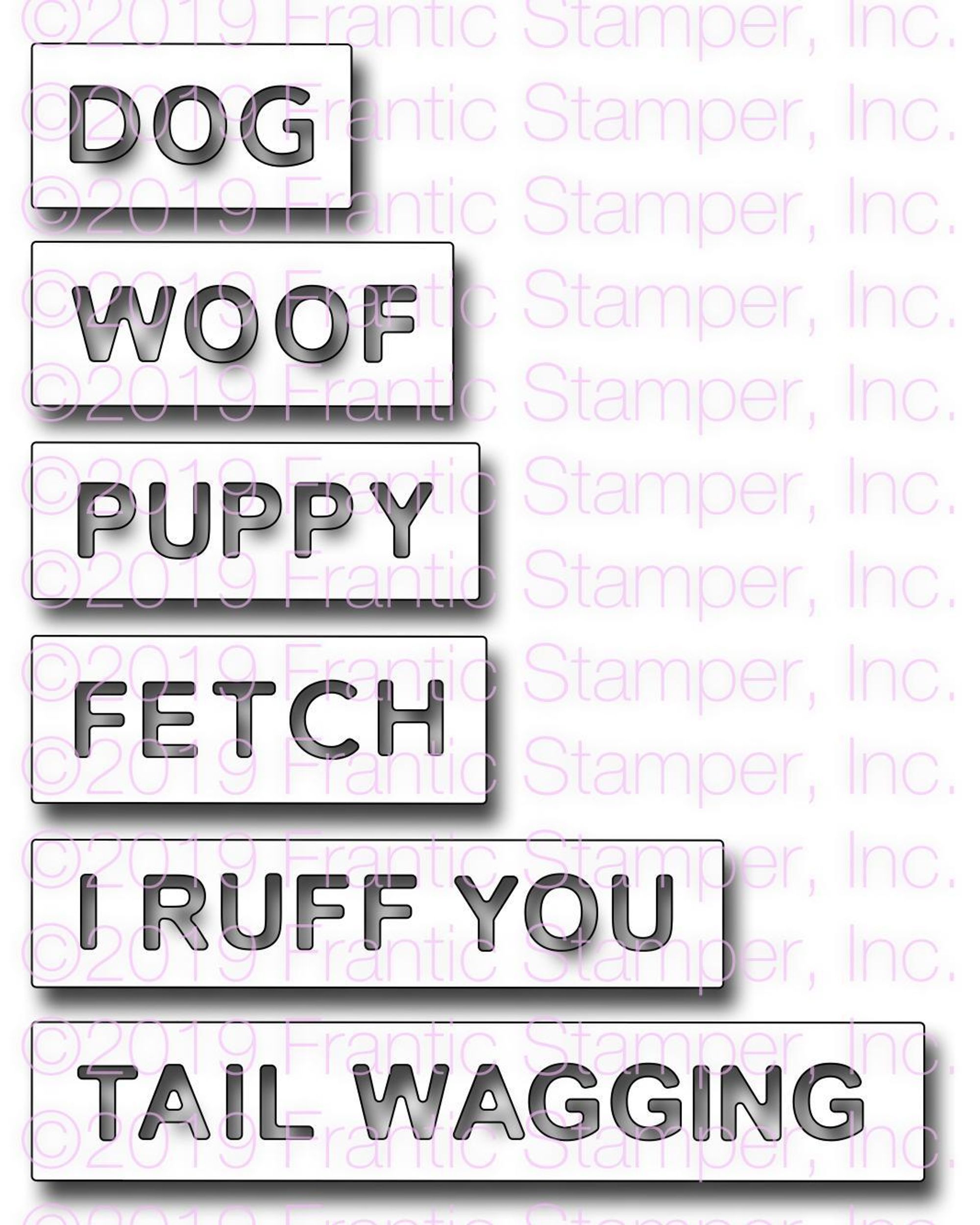 Frantic Stamper Precision Die - Reverse-Cut Doggy Words