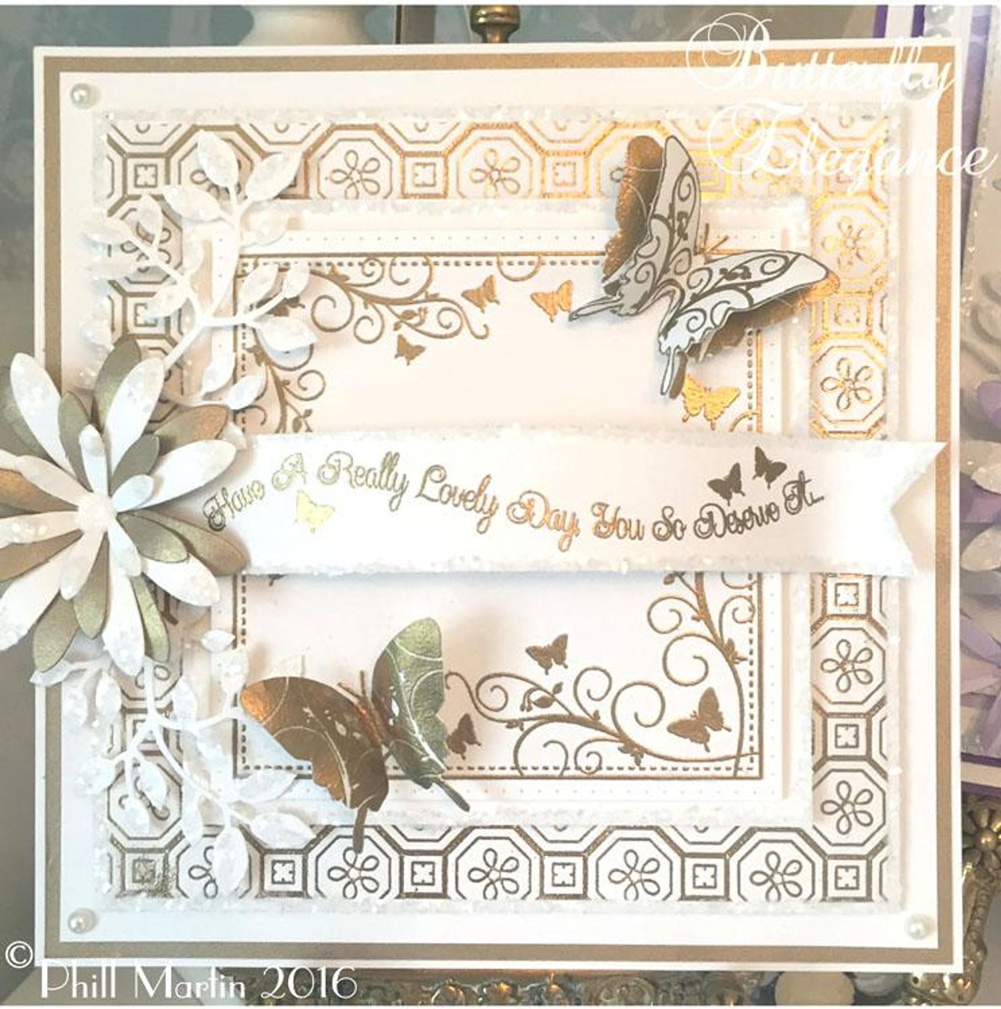 Creative Expressions: Butterfly Elegance Large Stitched Square Frame