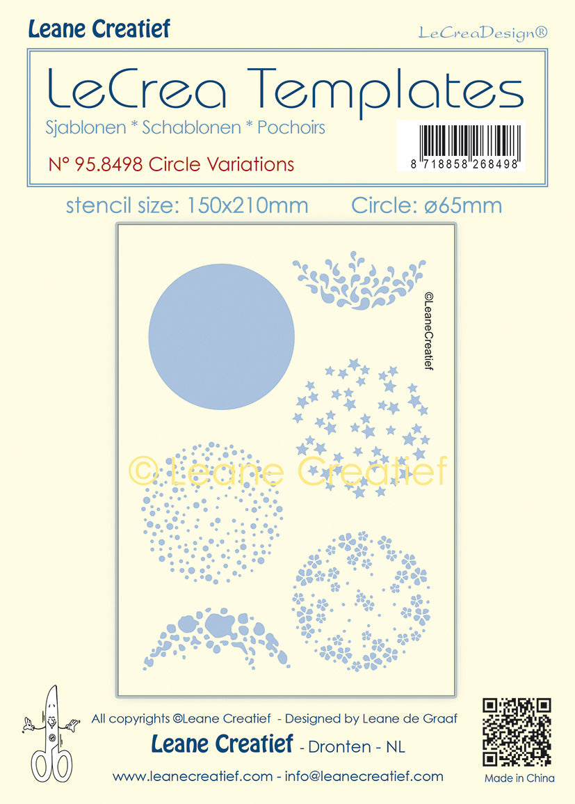 Stencil Circle Variations, Size Stencil 150x210mm, Ø 65mm