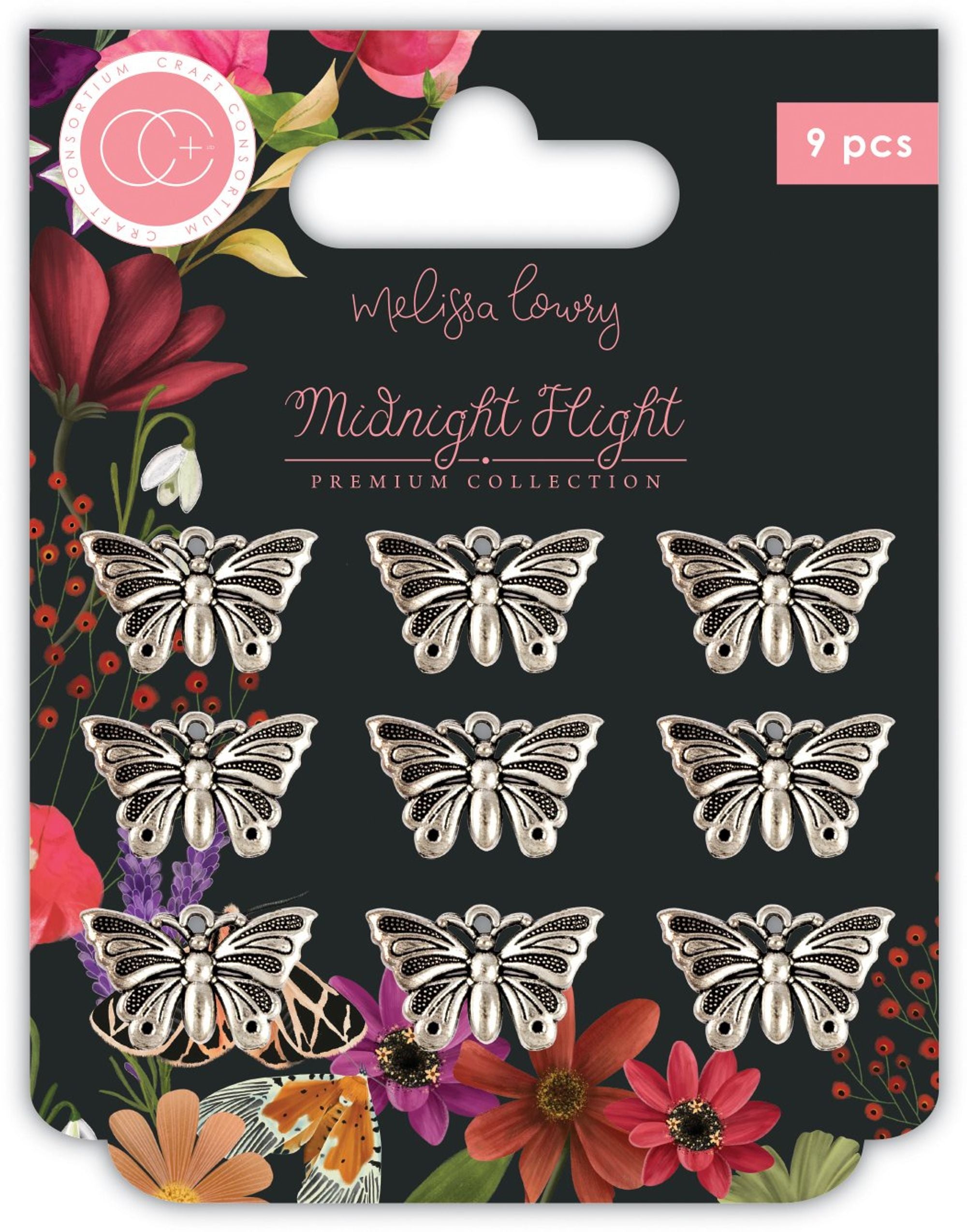 Midnight Flight - Metal Charms - Moths