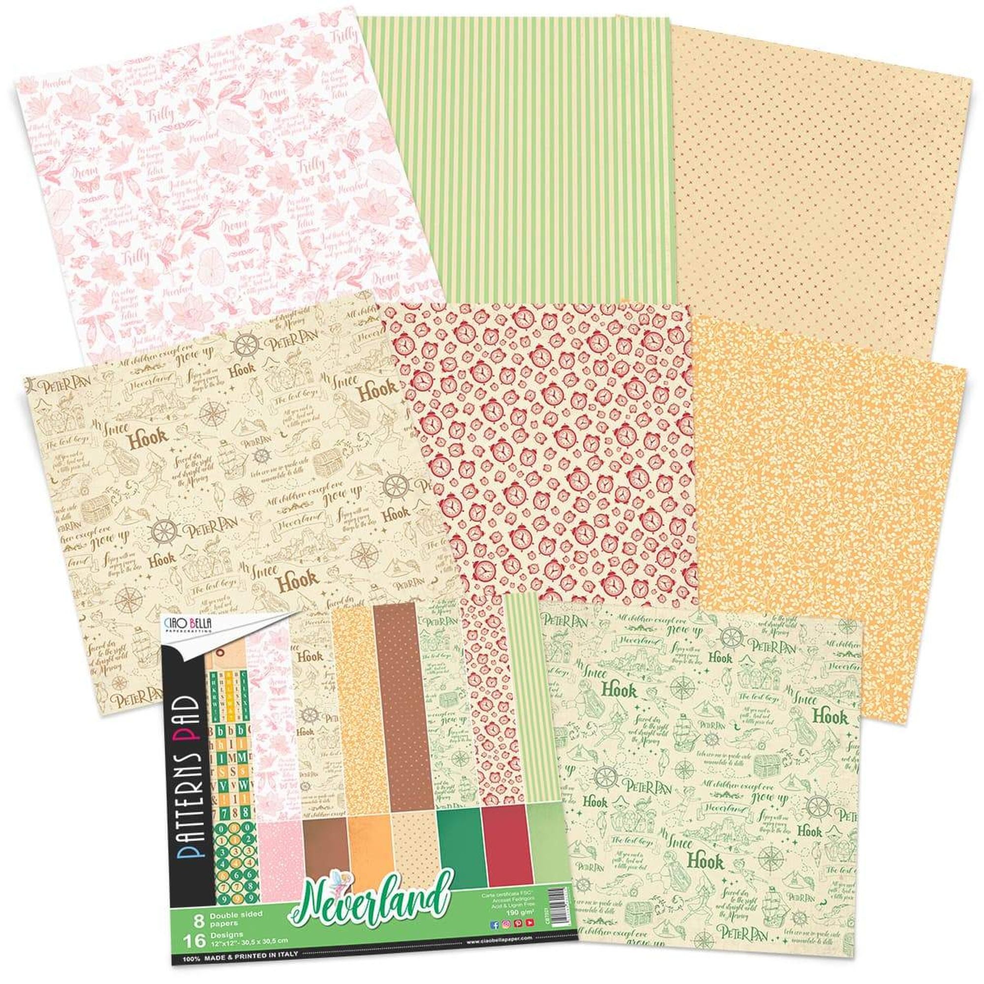 Ciao Bella Neverland Patterns Pad 12"x12" 8/Pkg