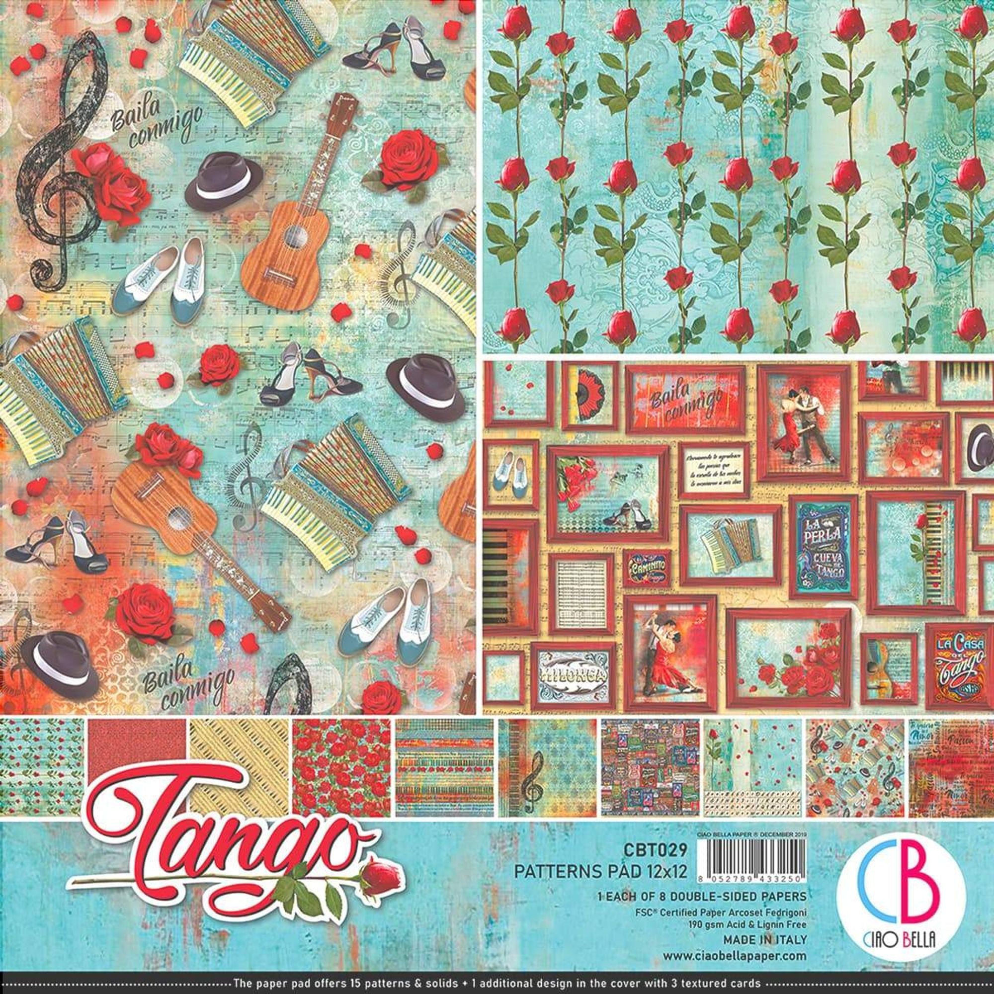 Ciao Bella Tango Patterns Pad 12"x12" 8/Pkg