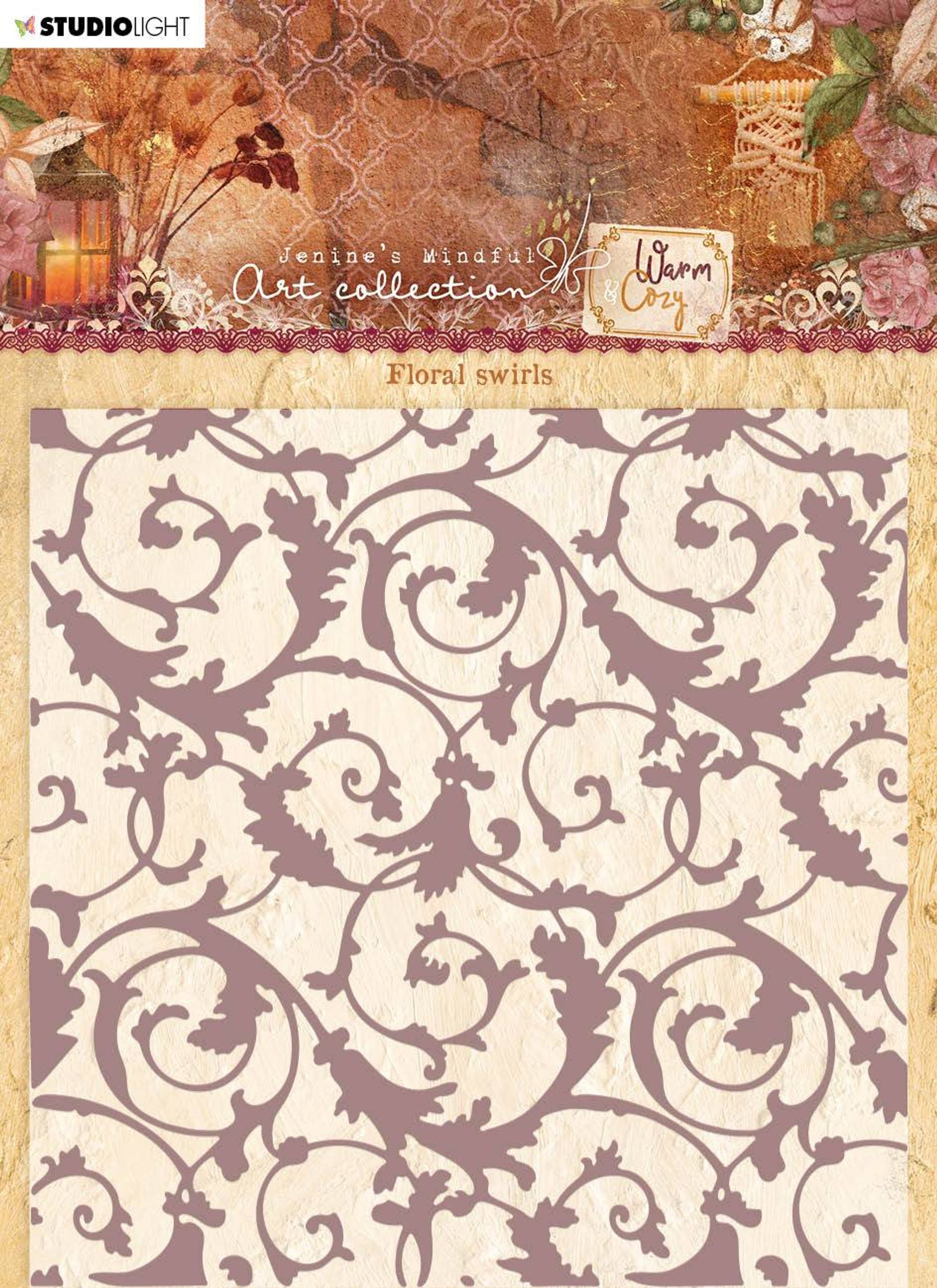 JMA Embossing Folder Floral Swirls Warm & Cozy 150x150x1mm 1 pc nr.07