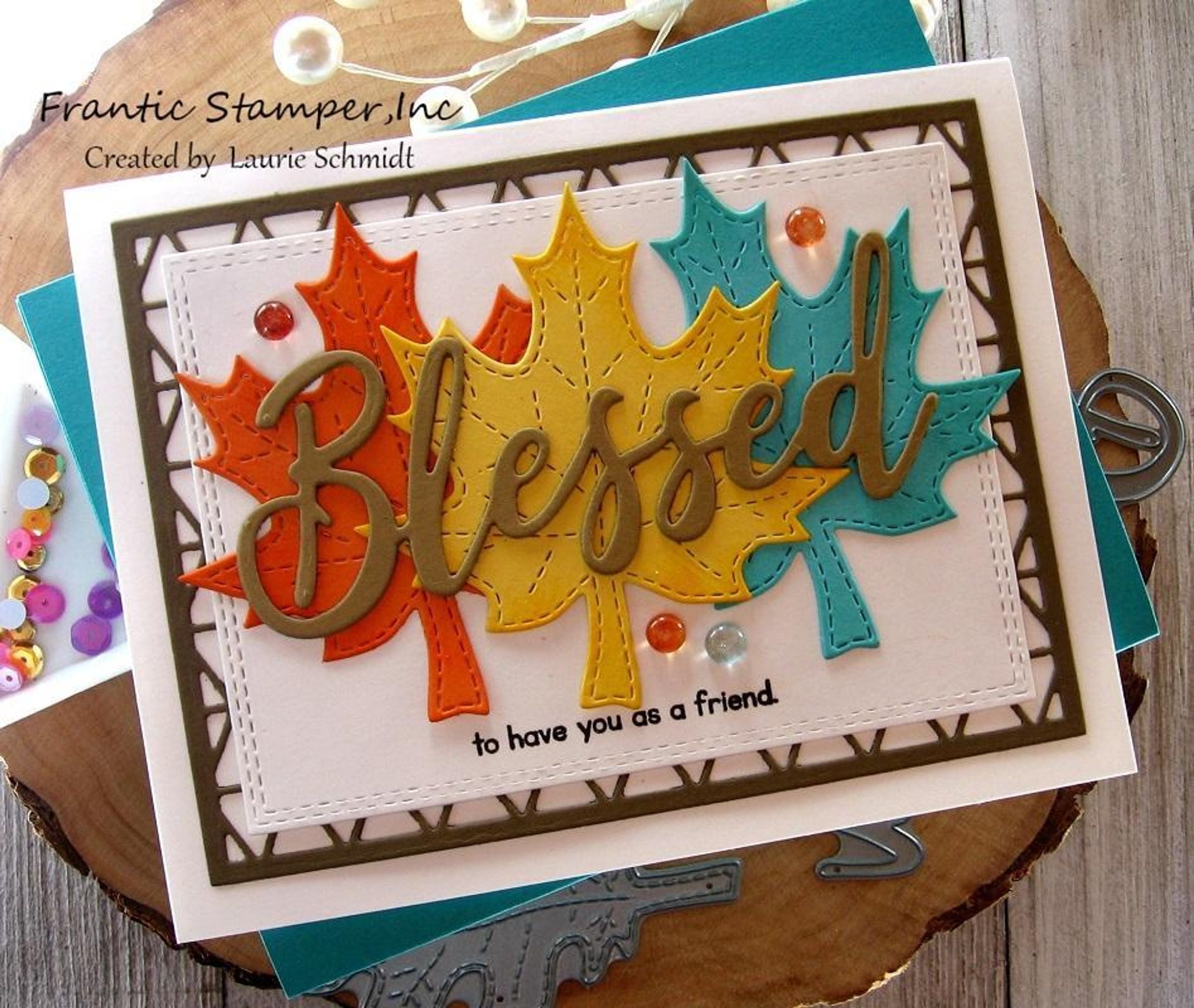 Frantic Stamper Precision Die - Stitched Fall Leaves