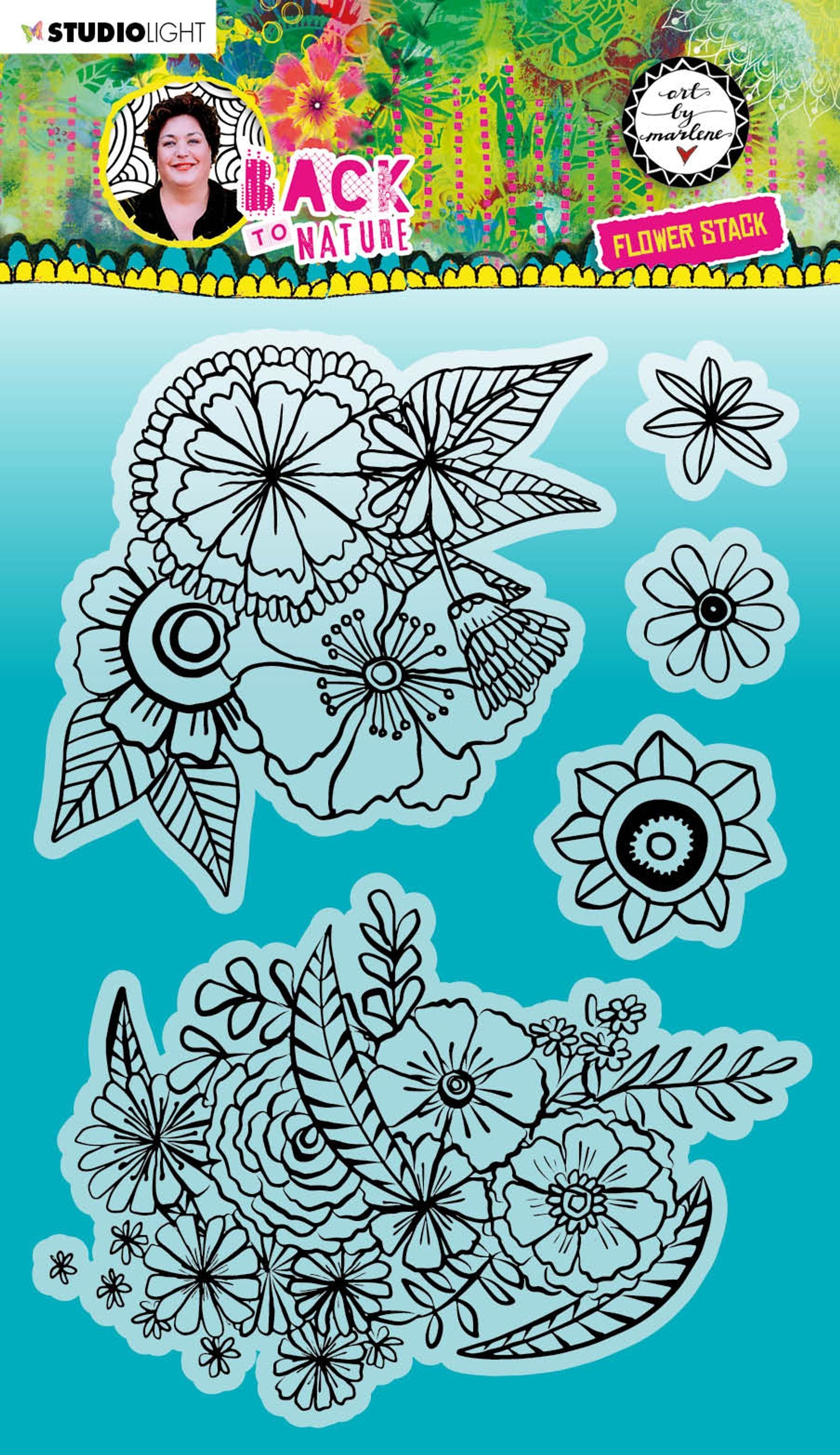 ABM Clear Stamp Flower Stack Back To Nature 148x210x3mm 5 PC nr.146