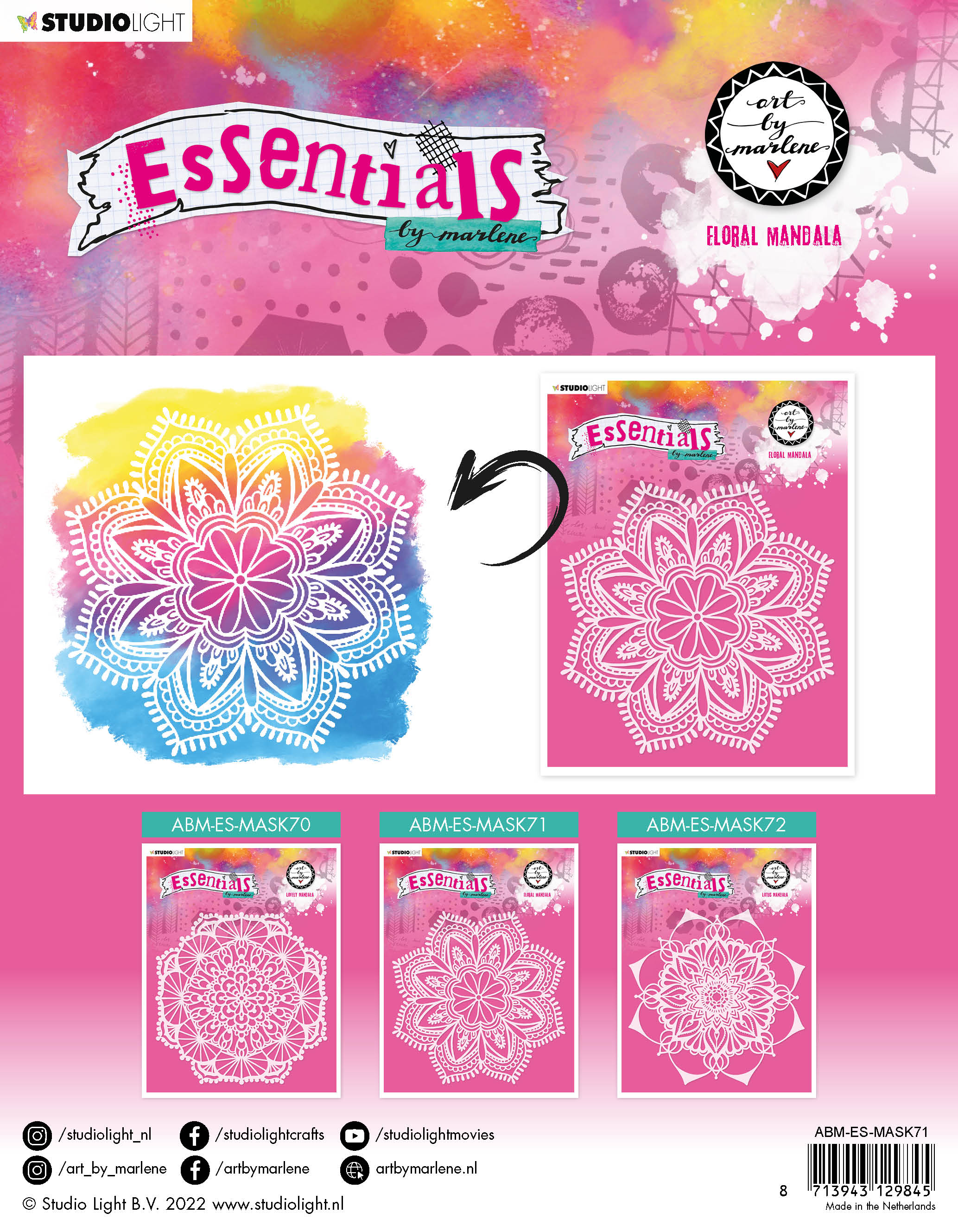 ABM Mask Floral Mandala Essentials 200x200x1mm 1 PC nr.71