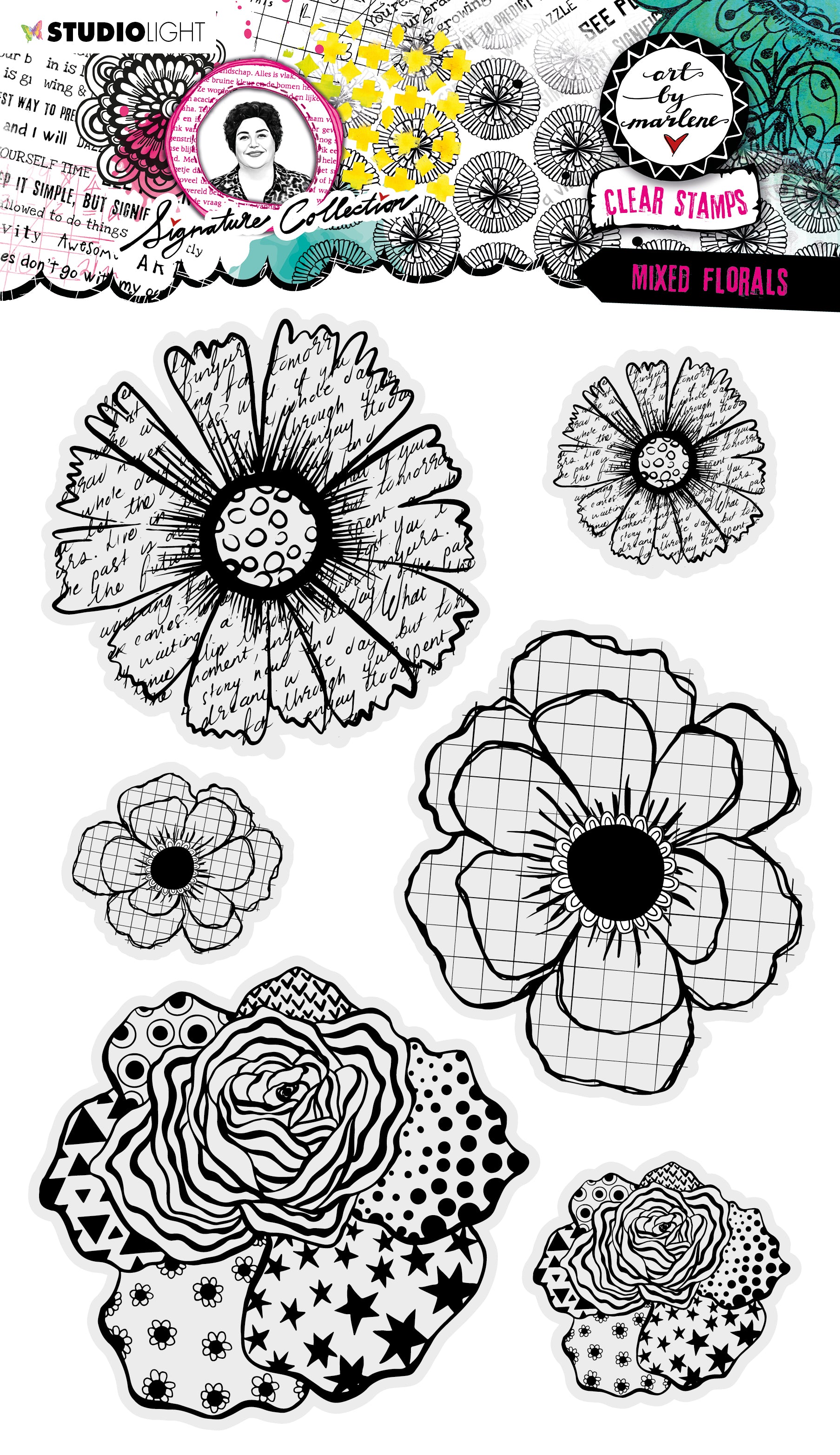 ABM Clear Stamp Mixed Florals Signature Collection 200x139x3mm 6 PC nr.405