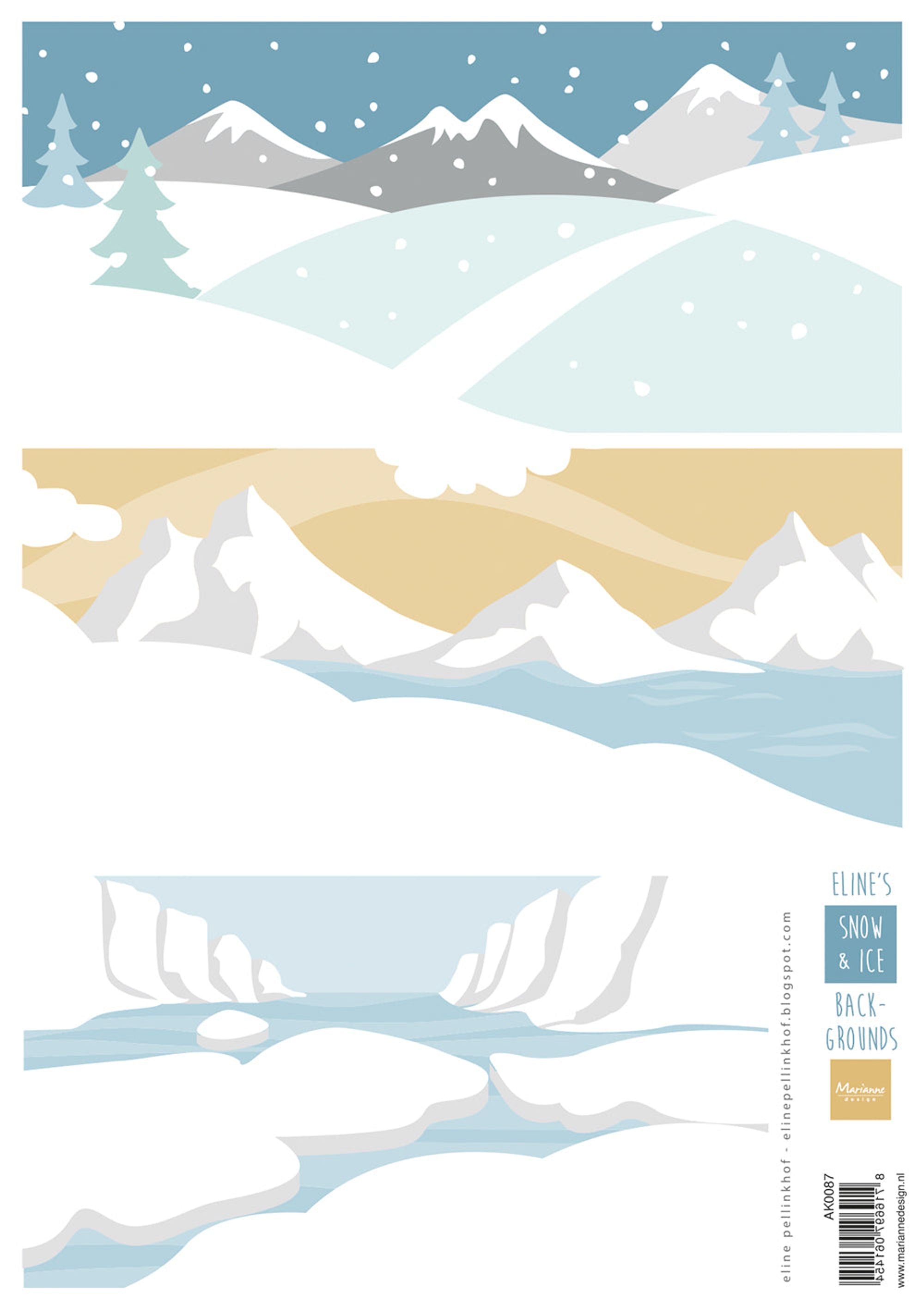 Marianne Design A4 Cutting Sheet - Eline's Backgrounds Snow & Ice