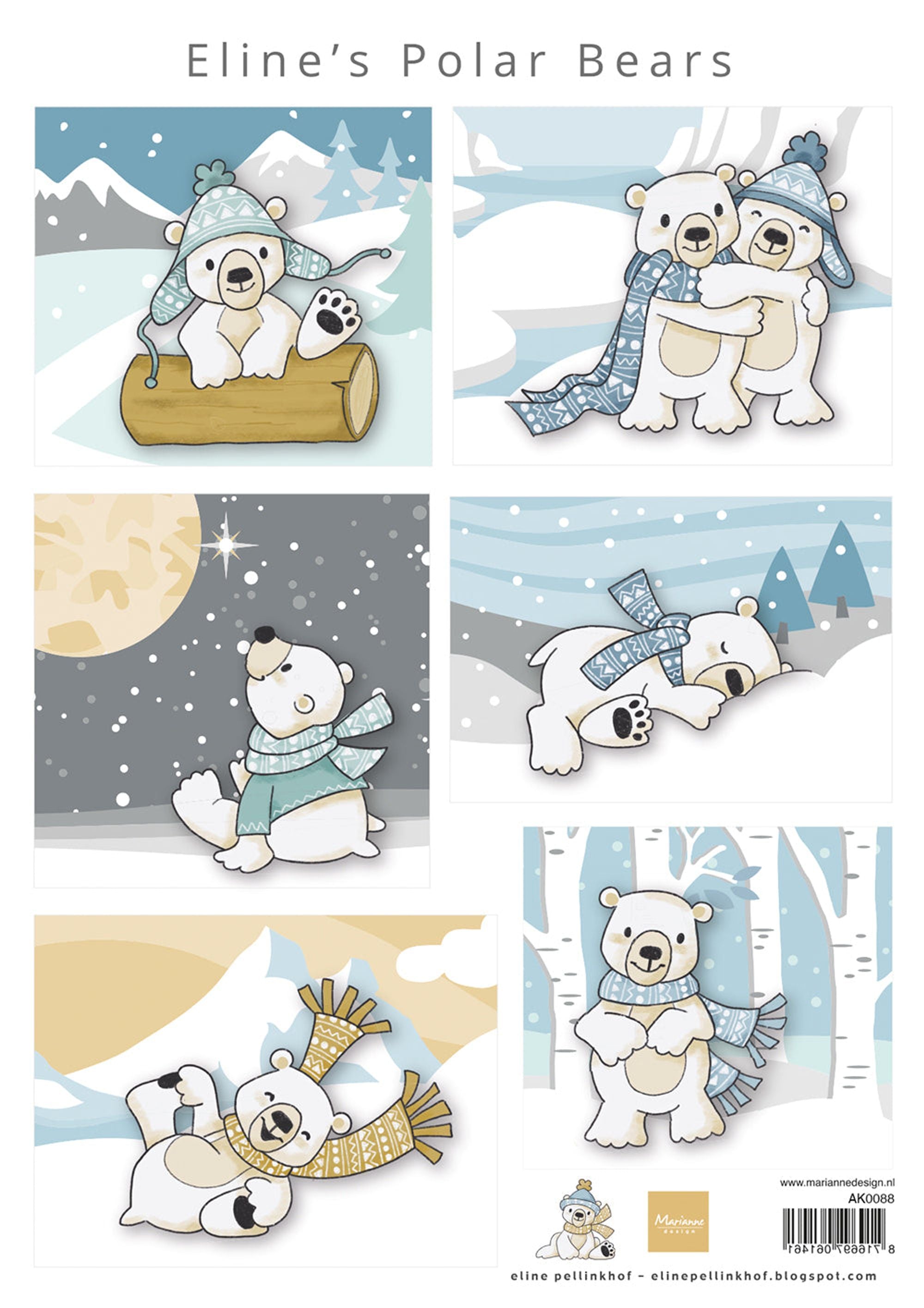 Marianne Design A4 Cutting Sheet - Eline's Polar Bears