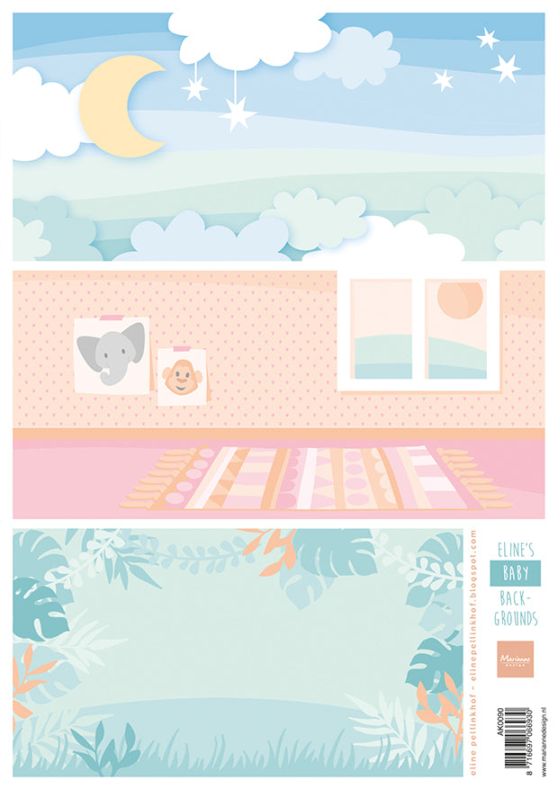 Marianne Design A4 Cutting Sheet - Eline's Baby Backgrounds