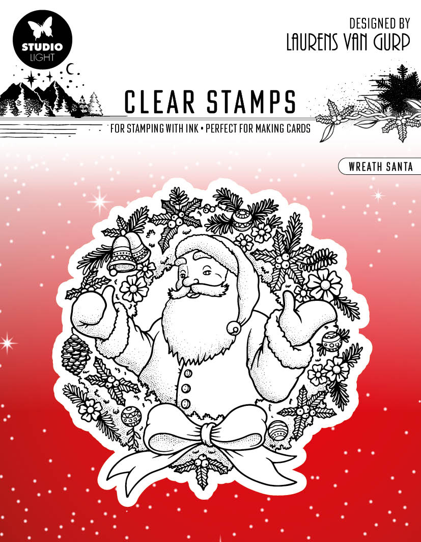 BL Clear Stamp Wreath Santa Essentials 120x120x3mm 1 PC nr.300