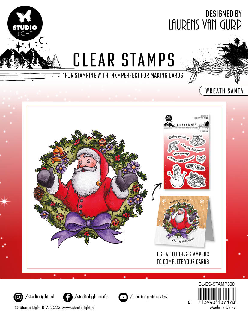 BL Clear Stamp Wreath Santa Essentials 120x120x3mm 1 PC nr.300