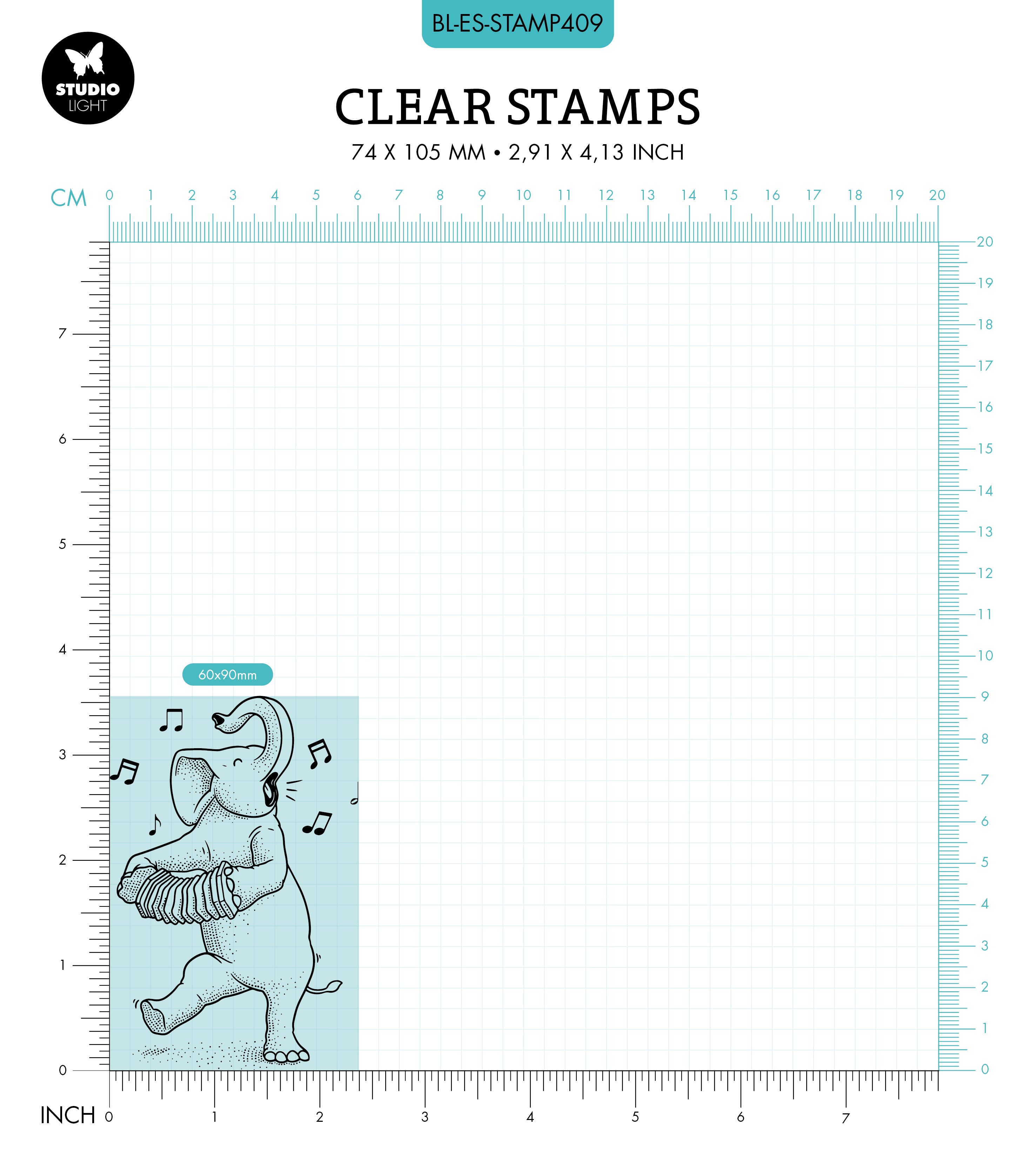 BL Clear Stamp Singing Elephant Essentials 90x60x3mm 1 PC nr.409