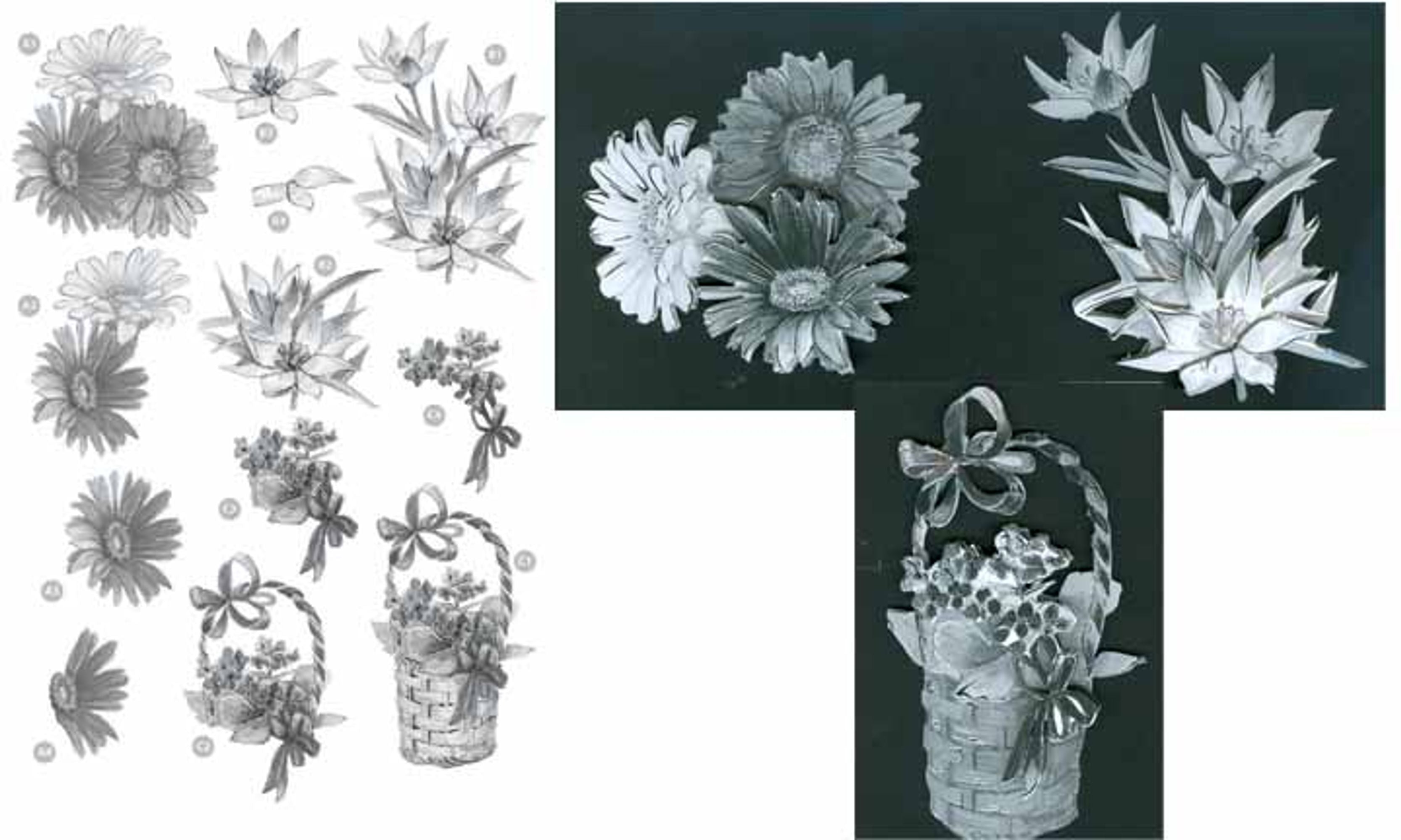 Craft UK Floral - Gerber Daisy/Basket - Silver