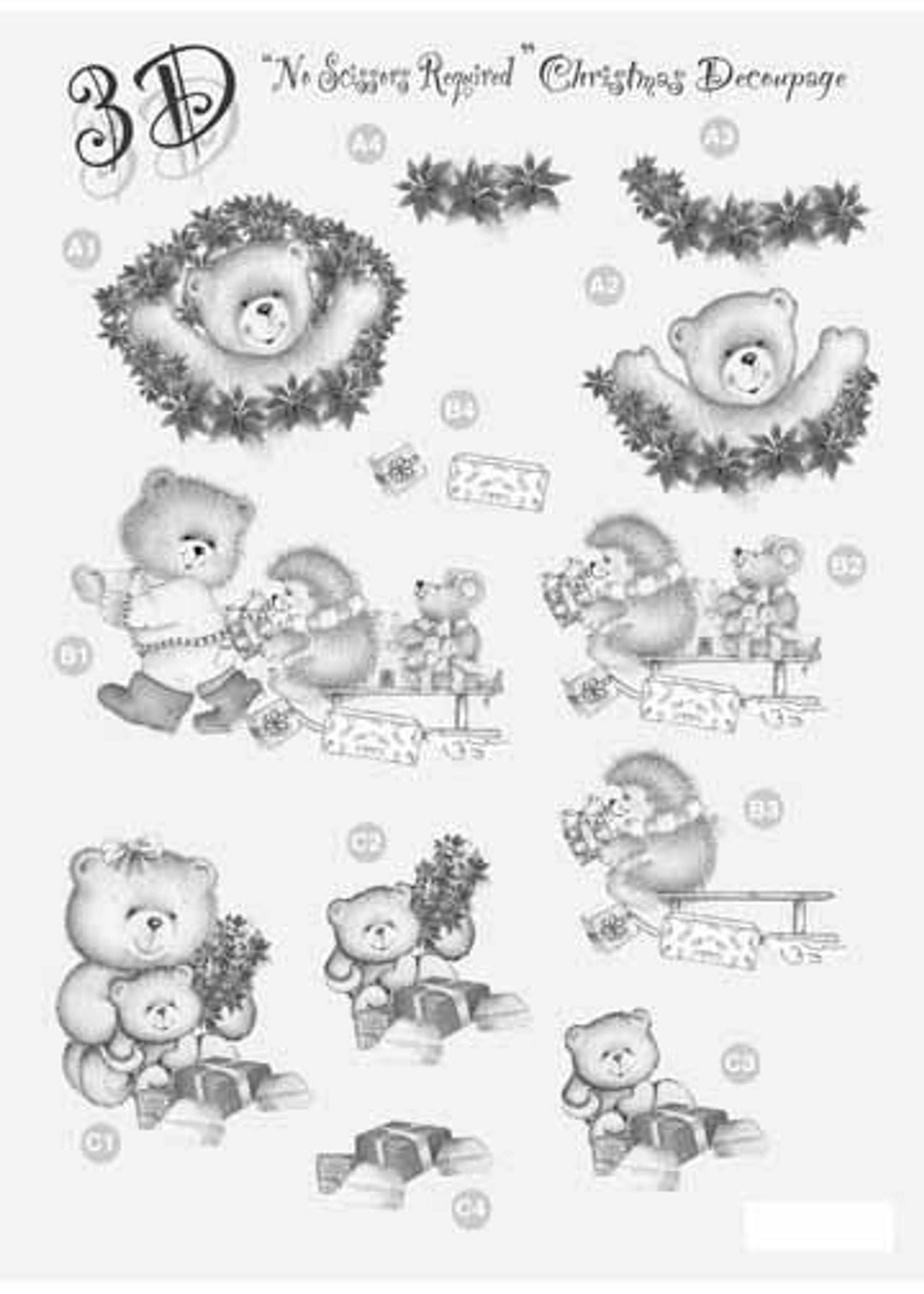 Craft UK Silver Christmas Decoupage Bear