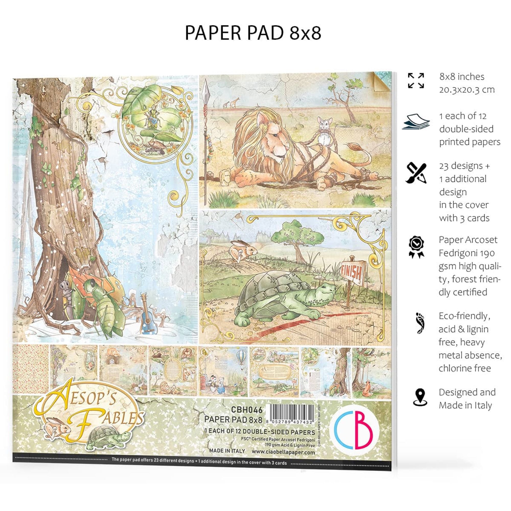 Ciao Bella Aesop's Fables Paper Pad 8"X8" 12/Pkg