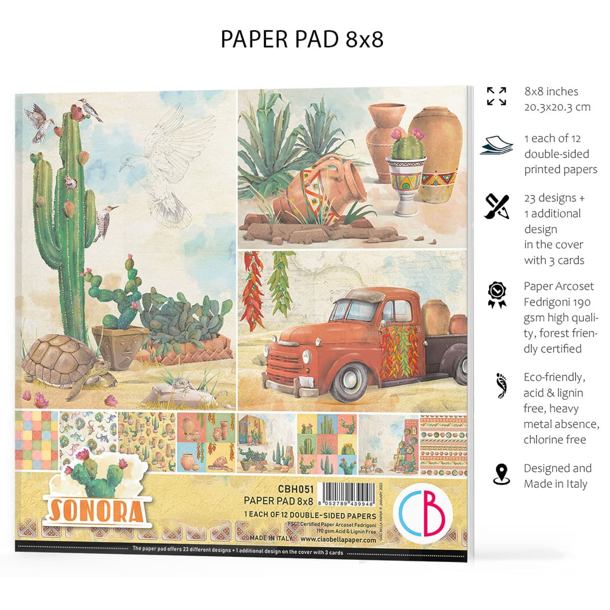 Ciao Bella Sonora Paper Pad 8"x8" 12/Pkg