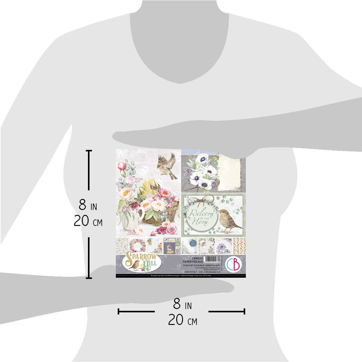 Ciao Bella Sparrow Hill Paper Pad 8x8 12/Pkg