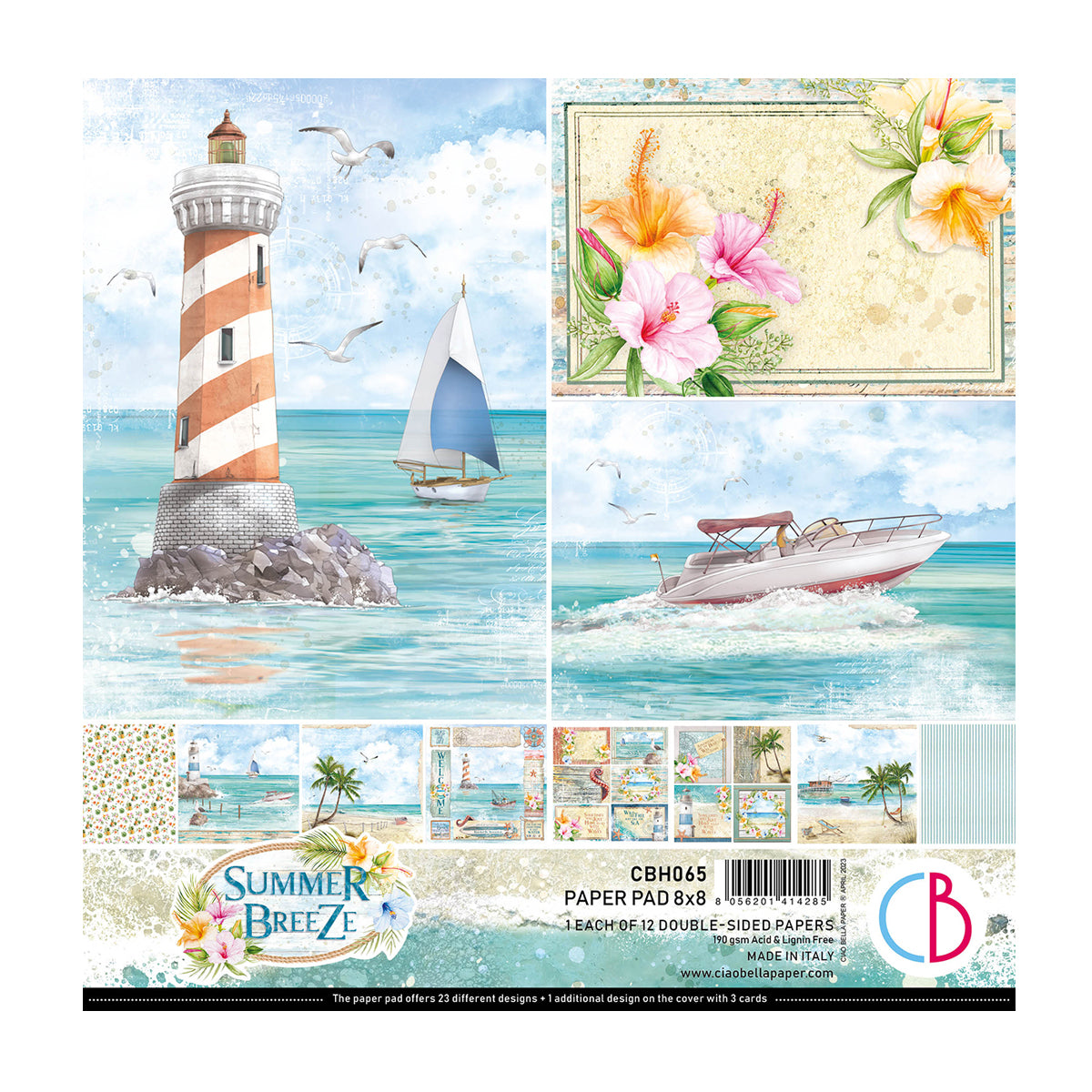 Ciao Bella Summer Breeze Paper Pad 8"x8" 12/Pkg