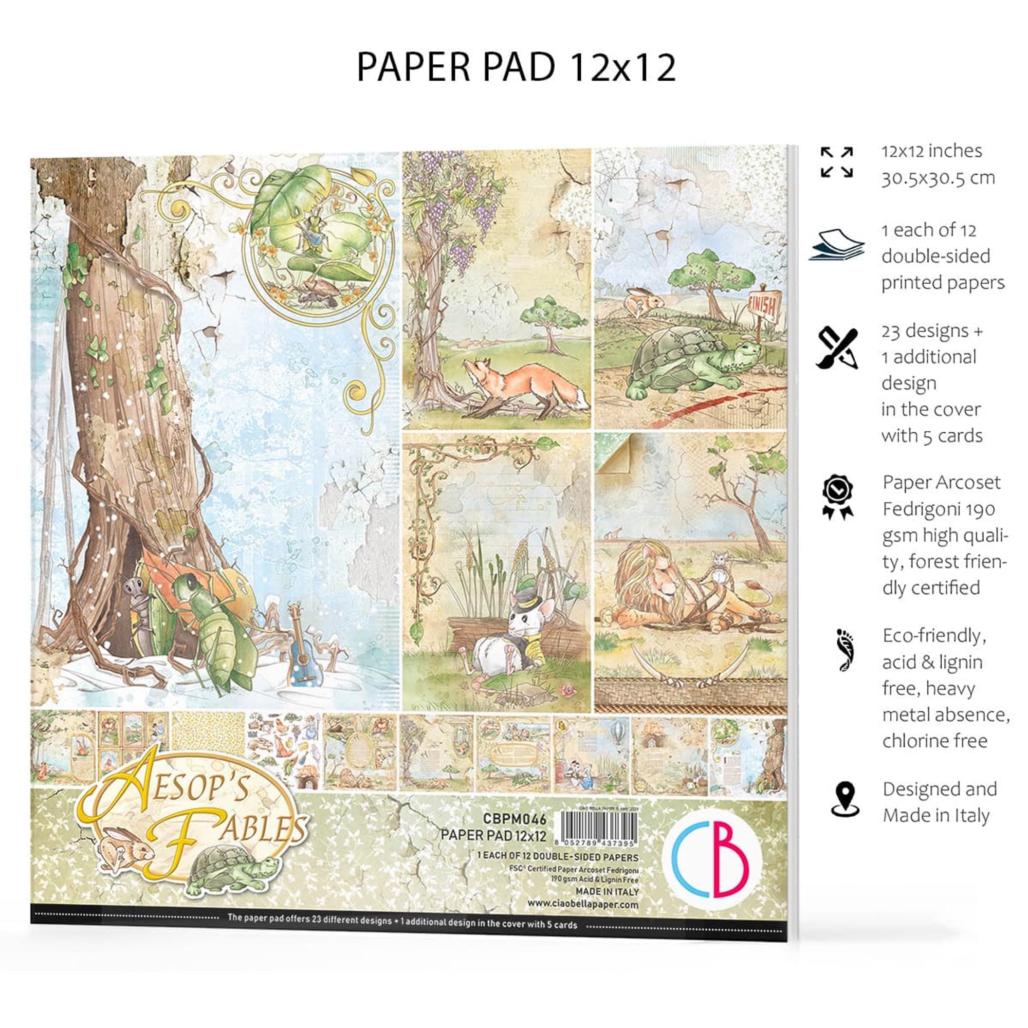 Ciao Bella Aesop's Fables Paper Pad 12"X12" 12/Pkg