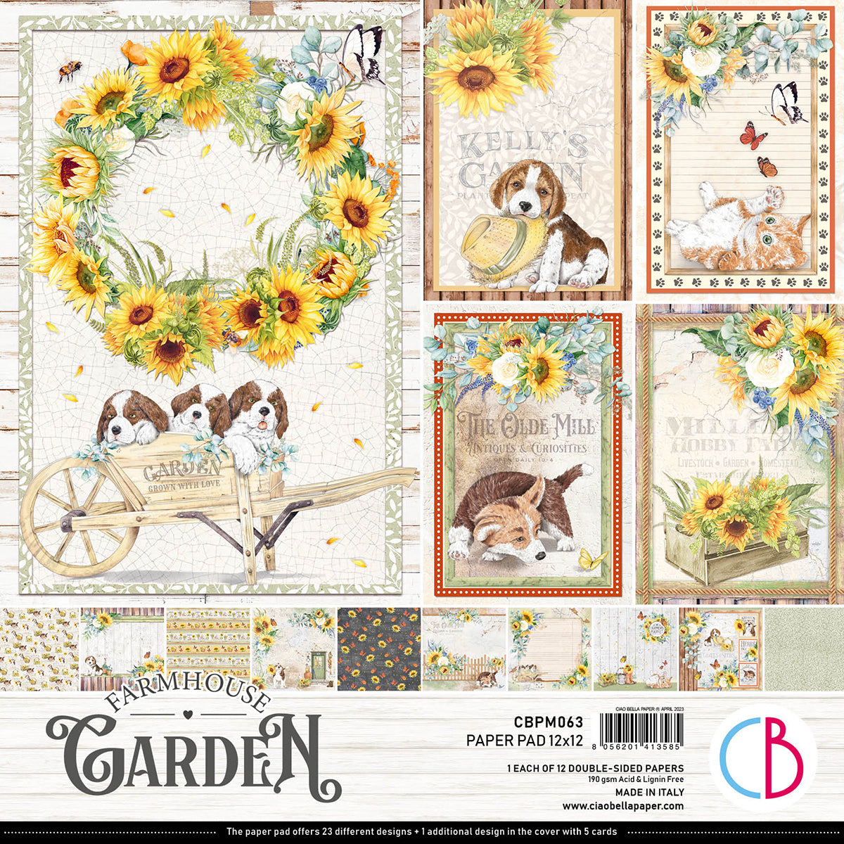 Ciao Bella Farmhouse Garden Paper Pad 12"x12" 12/Pkg