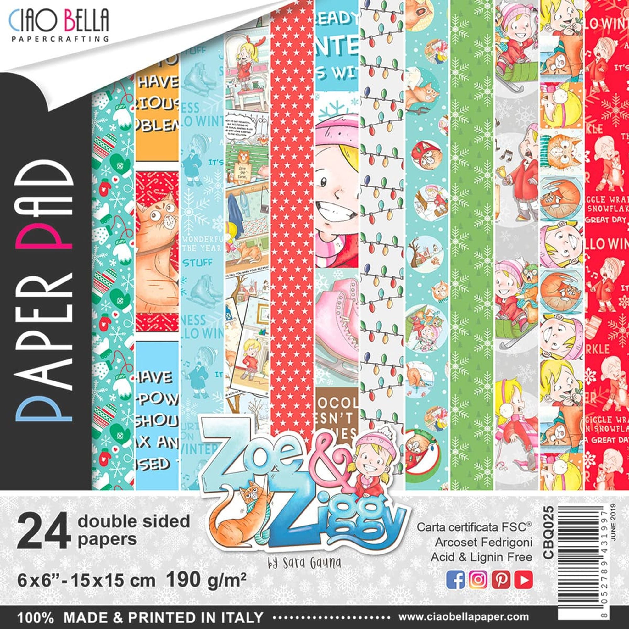 Ciao Bella Zoe & Ziggy Paper Pad 6"x6" 24/Pkg