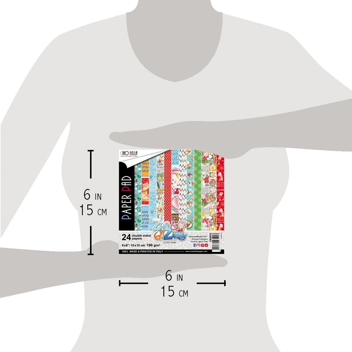 Ciao Bella Zoe & Ziggy Paper Pad 6"x6" 24/Pkg