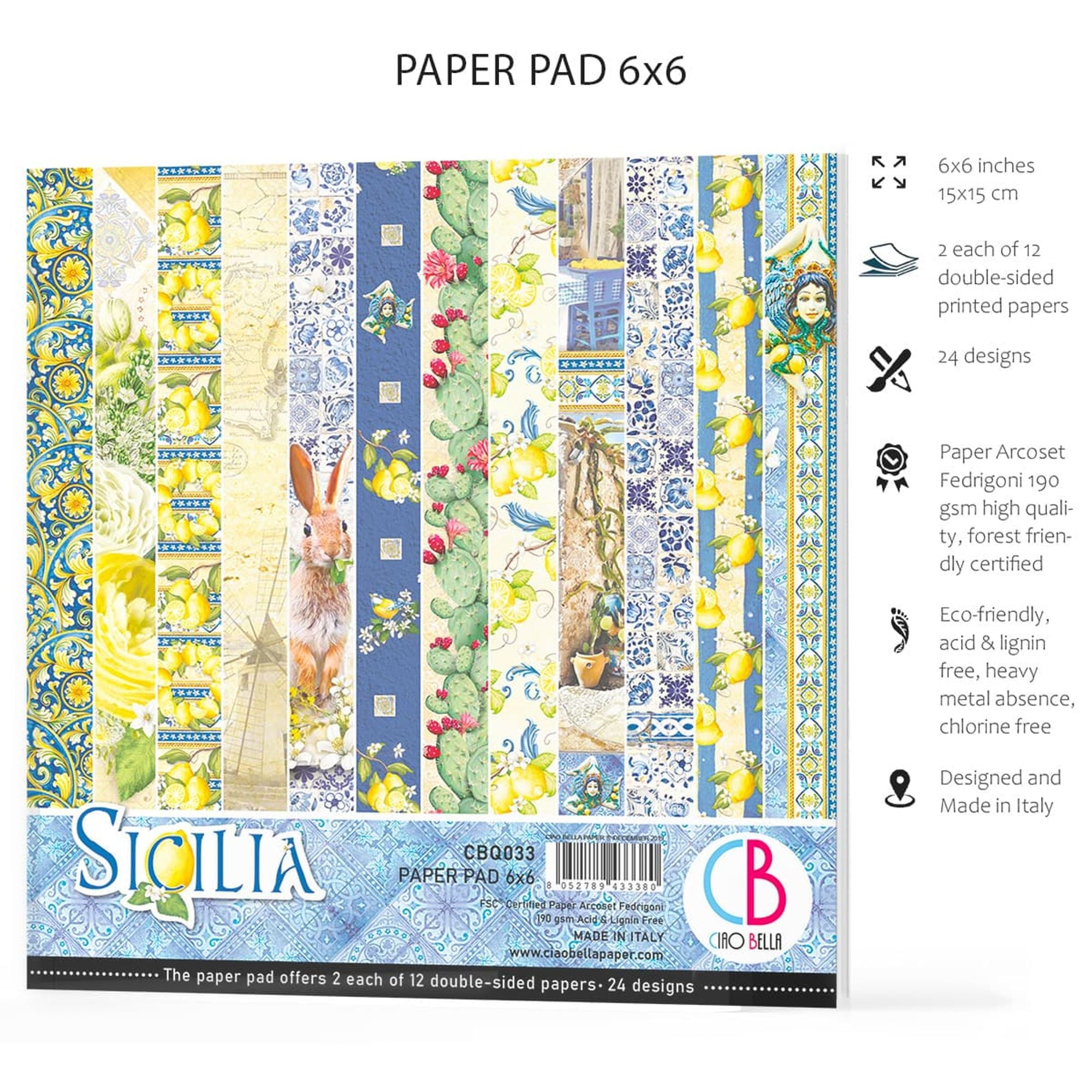 Ciao Bella Sicilia Paper Pad 6"x6" 24/Pkg