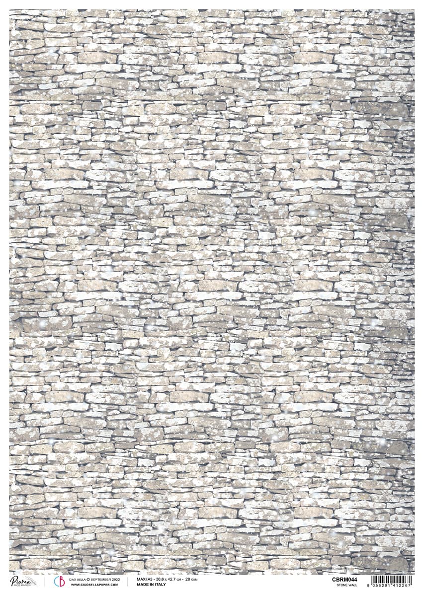 Rice Paper A3 Piuma Stone wall - 3 Sheets