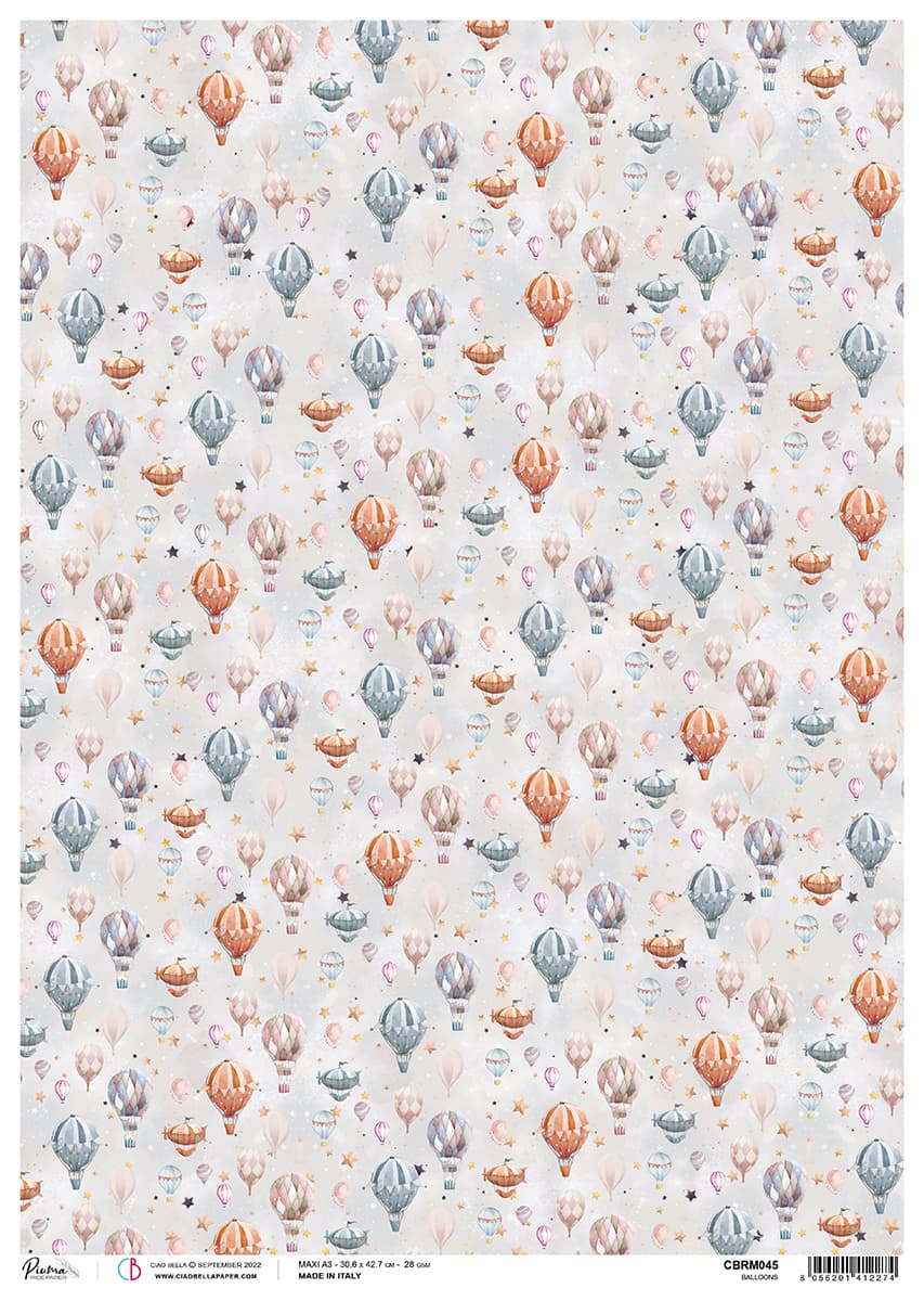 Rice Paper A3 Piuma Balloons - 3 Sheets