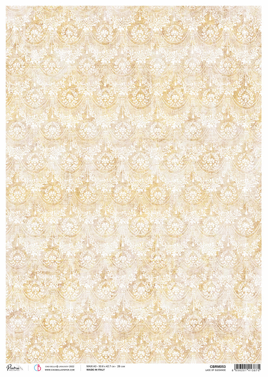 Rice Paper A3 Piuma Lace of elegance - 3 Sheets