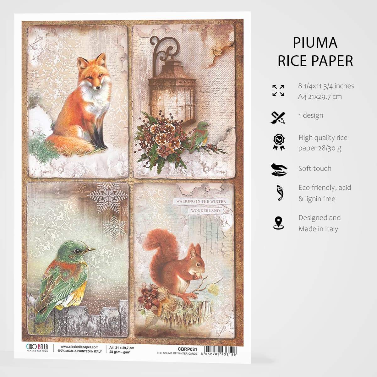 Ciao Bella Rice Paper A4 The Sound Of Winter Cards