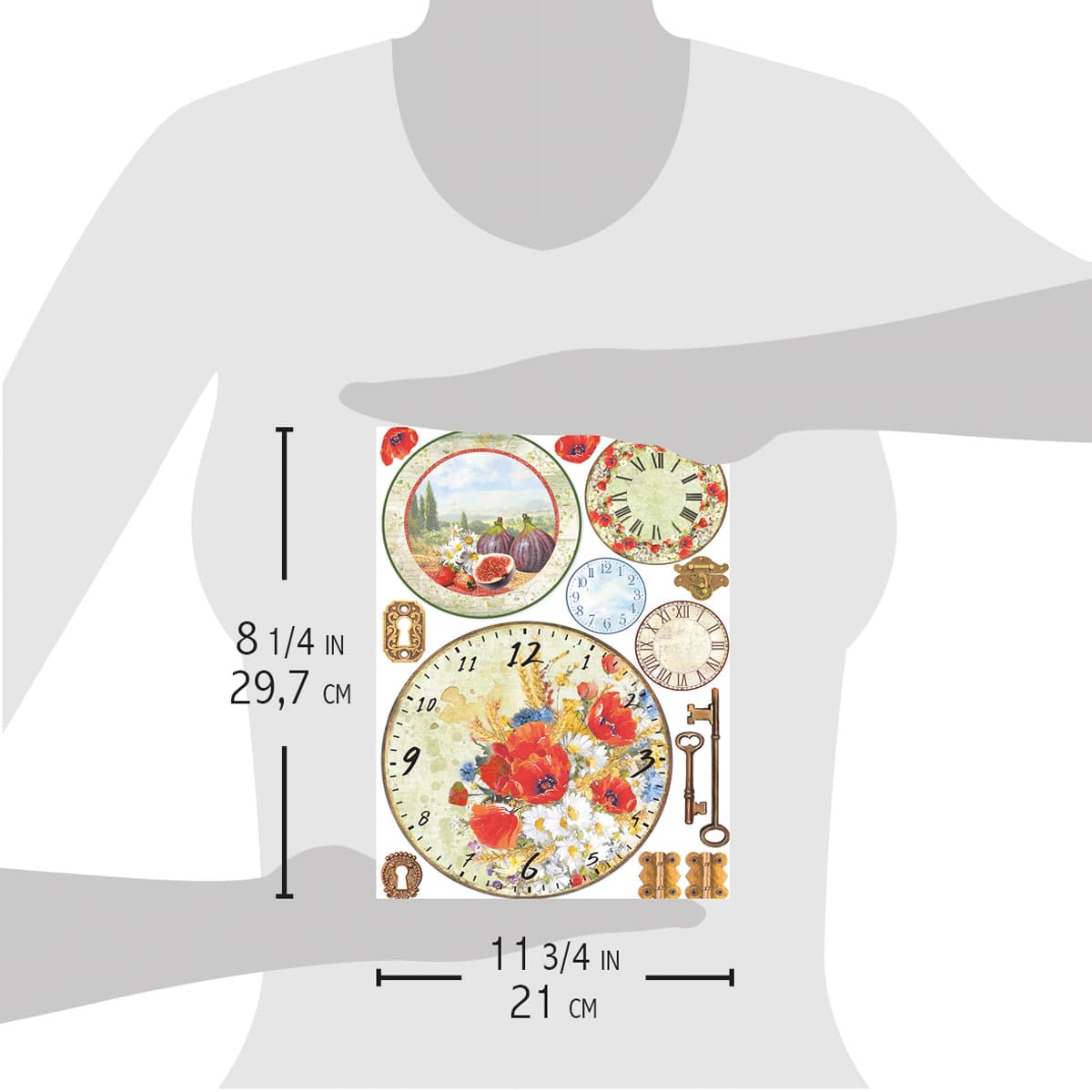 Ciao Bella Rice Paper A4 Tuscan Clocks