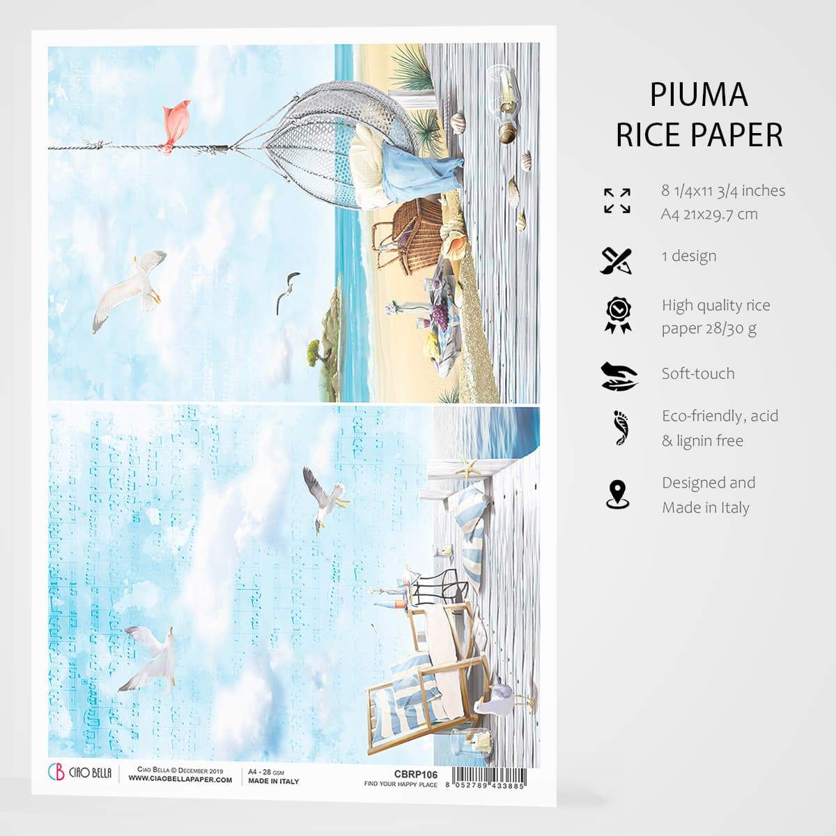 Ciao Bella Rice Paper A4 Find Your Happy Place