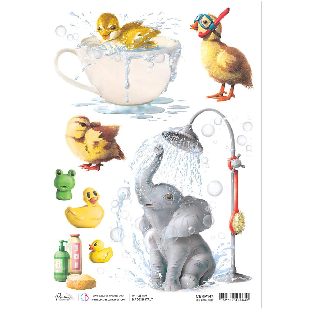 Ciao Bella Rice Paper A4 It's Bath Time